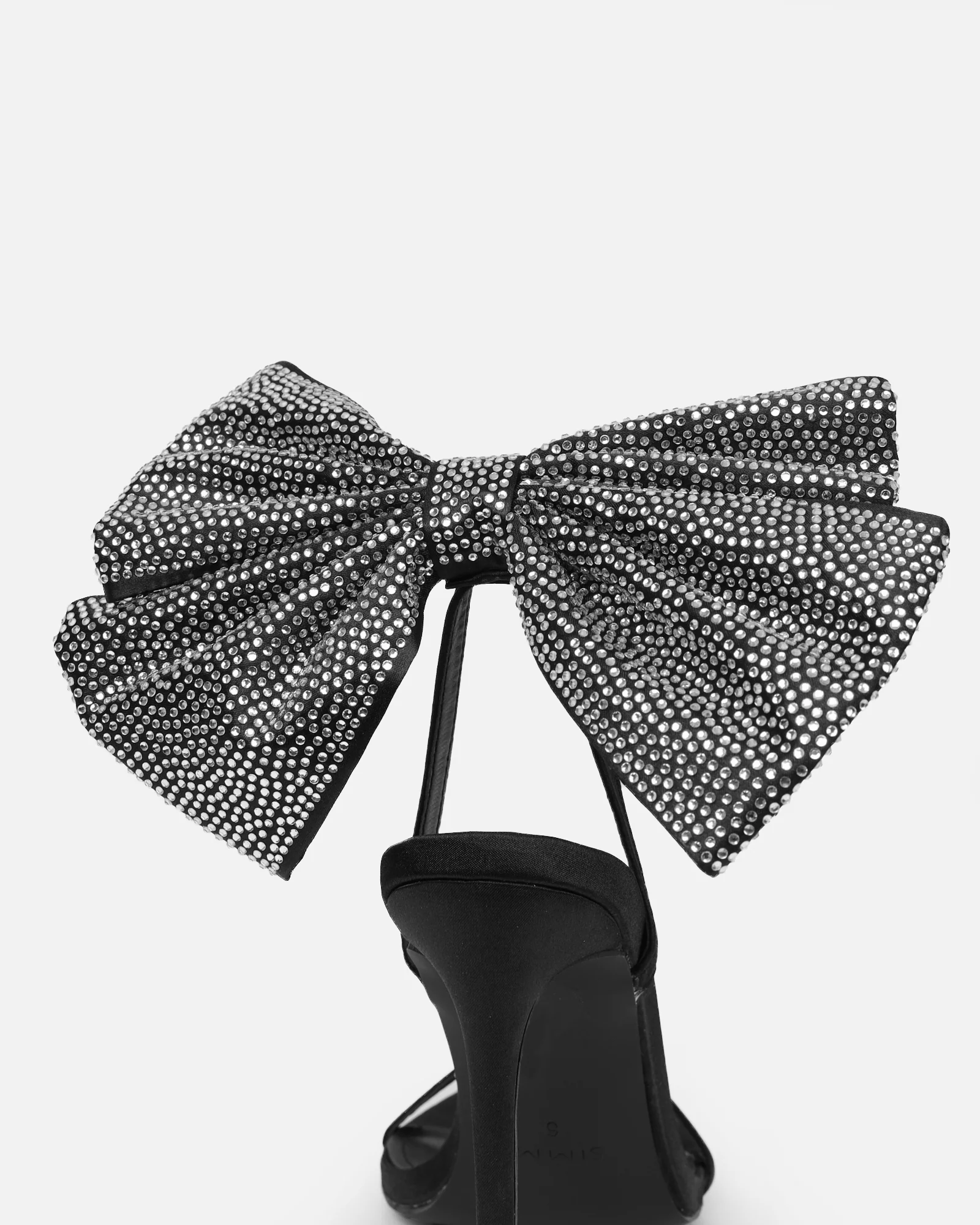Abbah black satin diamante bow heeled sandals - Image 3
