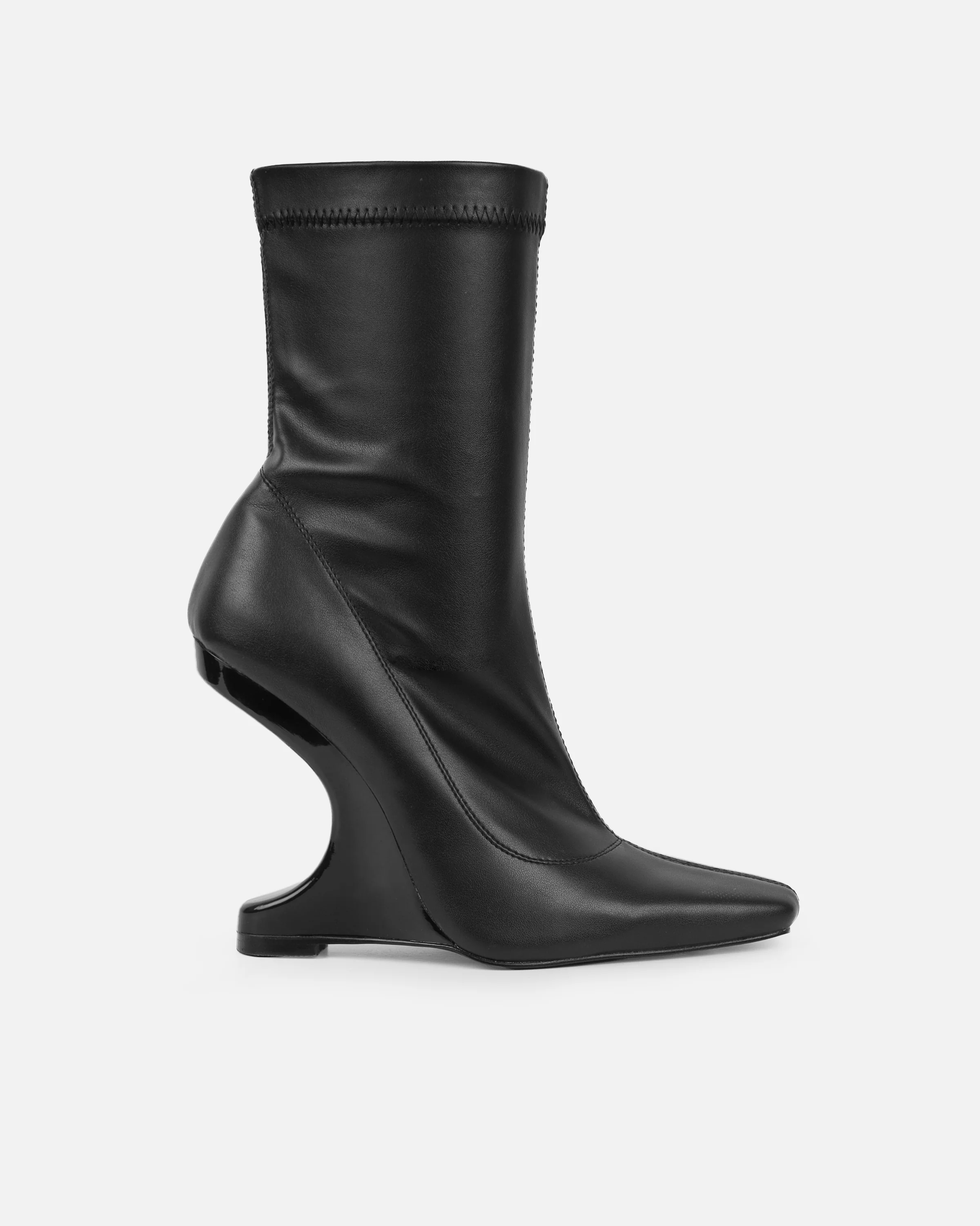 Abel Black Wedge Heeled Ankle Boots - Image 2