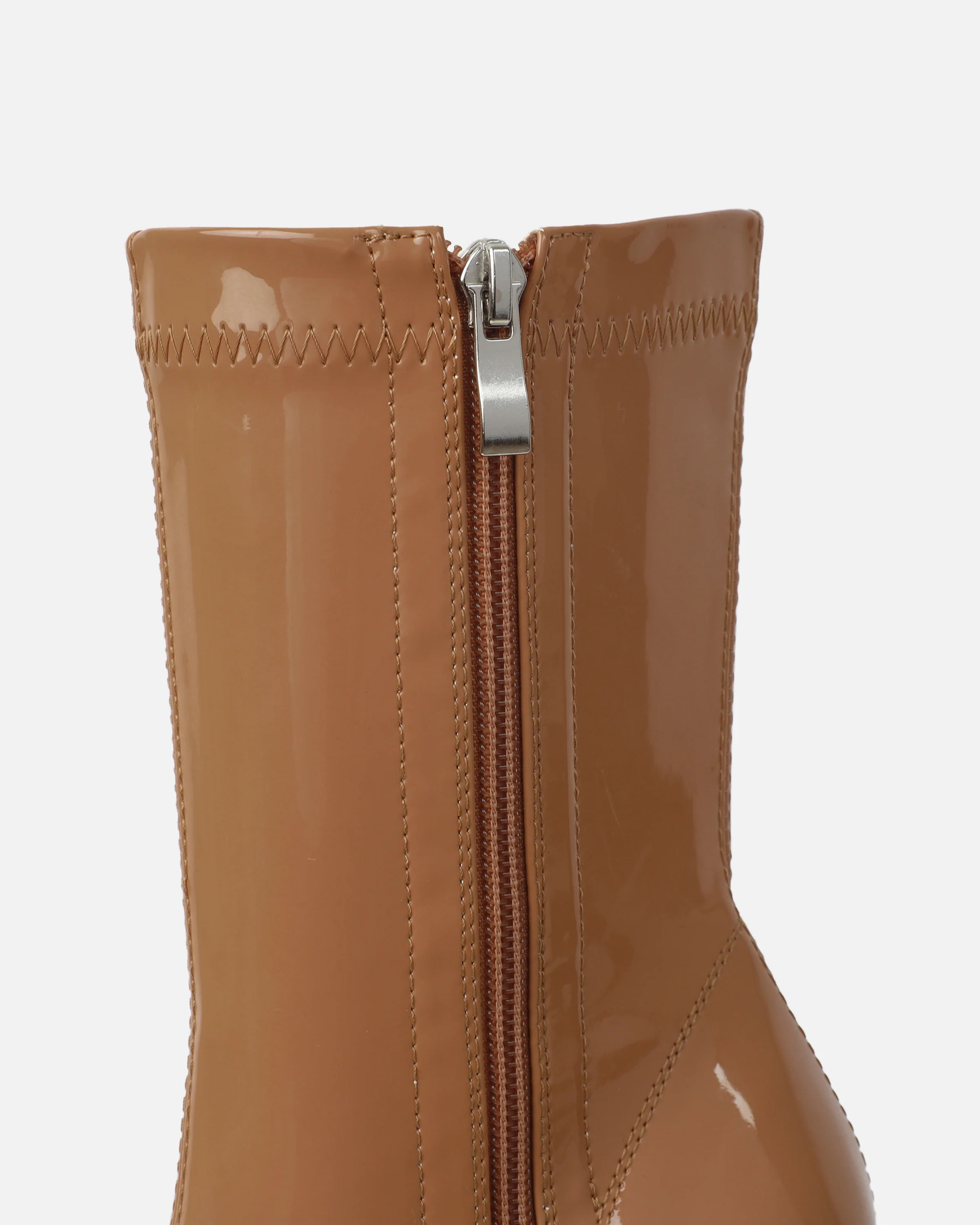 Abel Caramel Patent Wedge Heeled Ankle Boots - Image 3