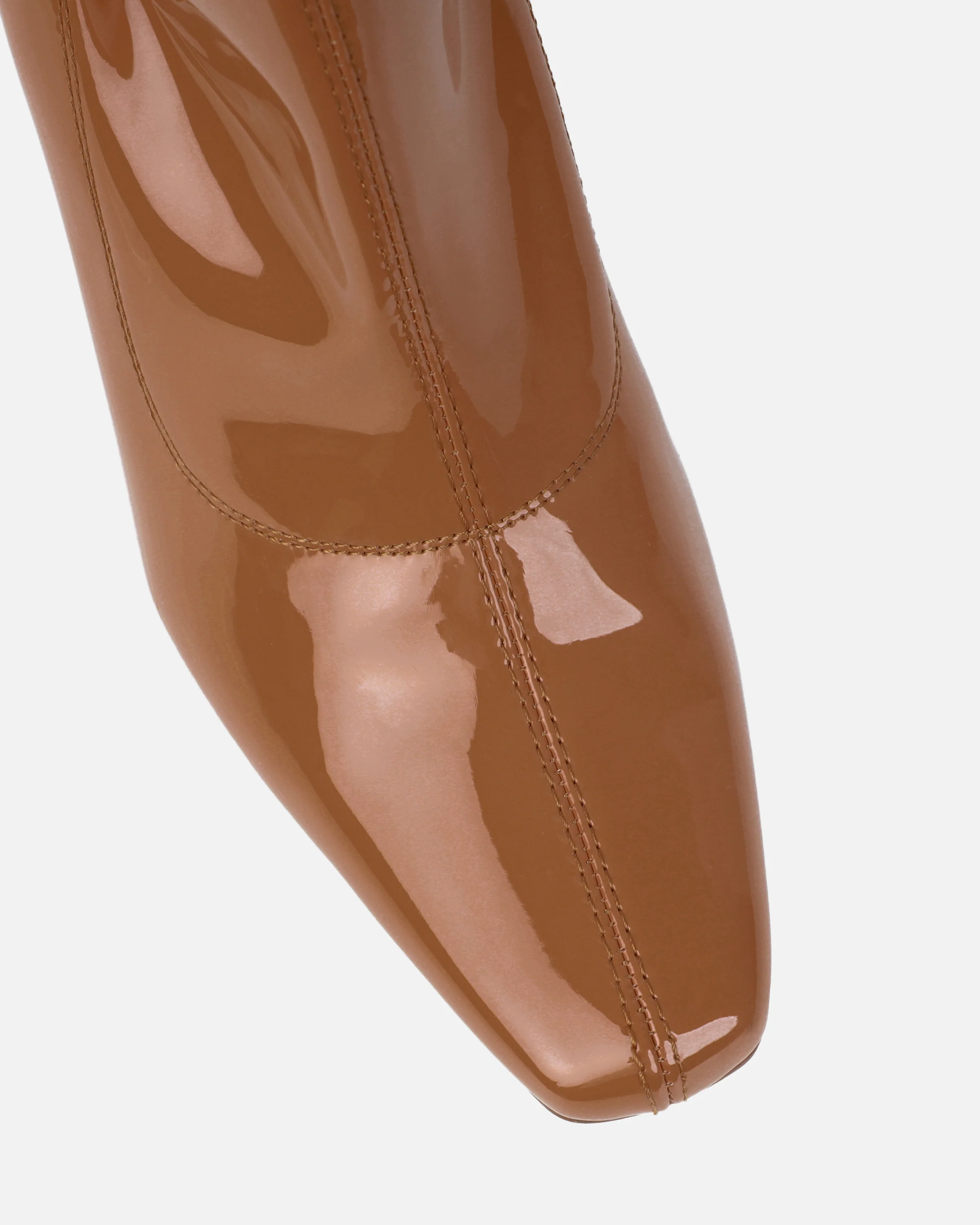 Abel Caramel Patent Wedge Heeled Ankle Boots - Image 4