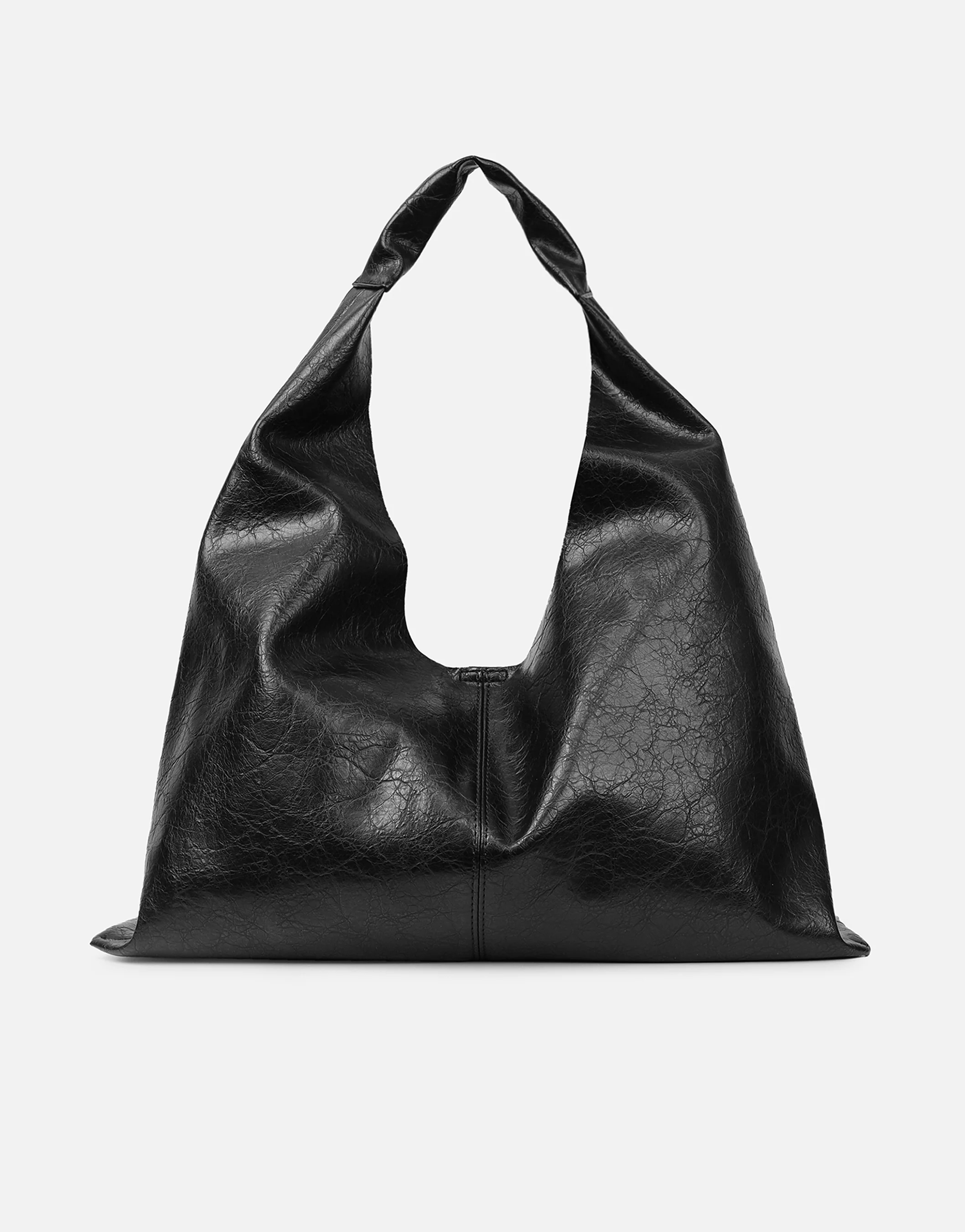 Abina Black Soft Hobo Shoulder Bag - Image 4