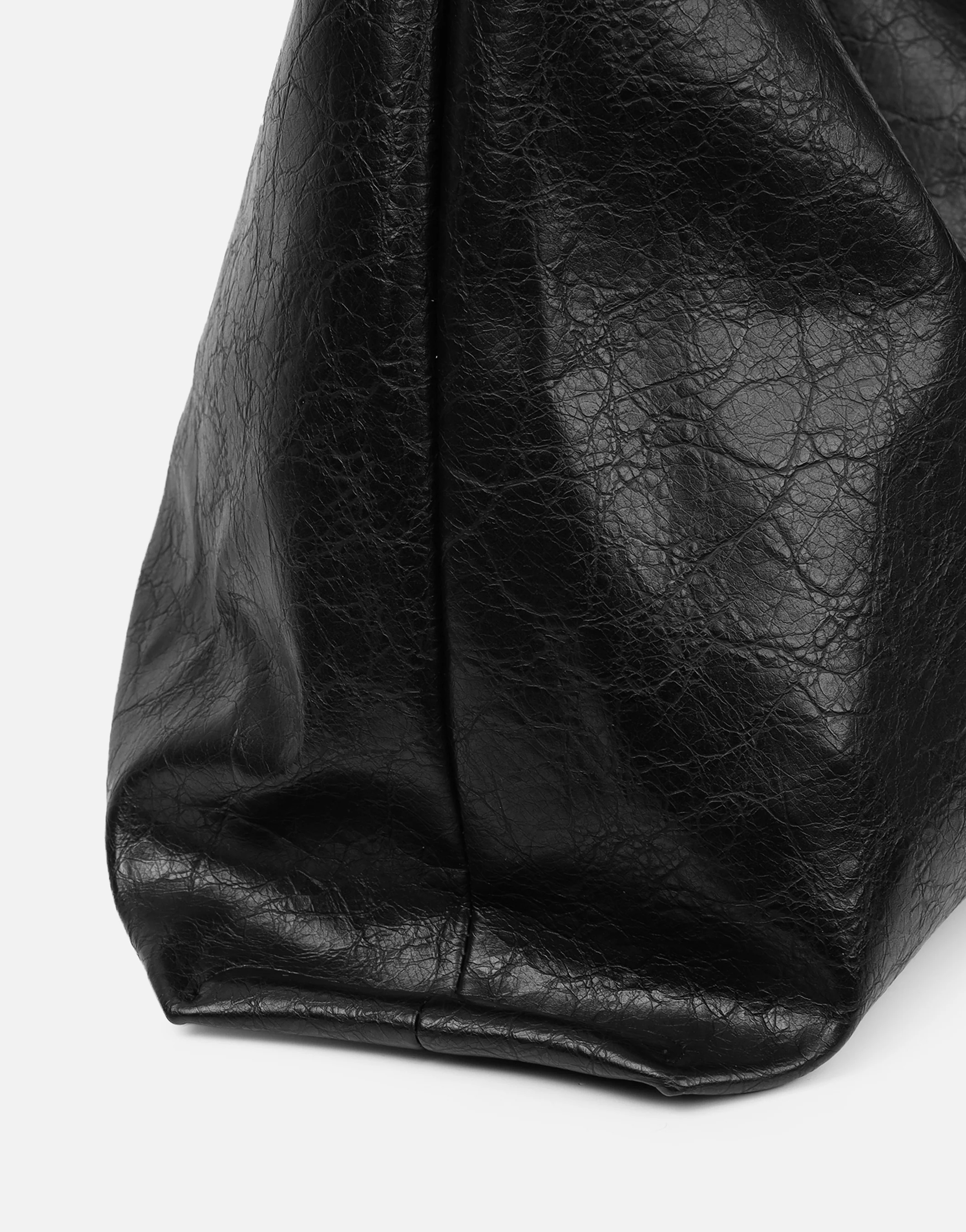 Abina Black Soft Hobo Shoulder Bag - Image 5