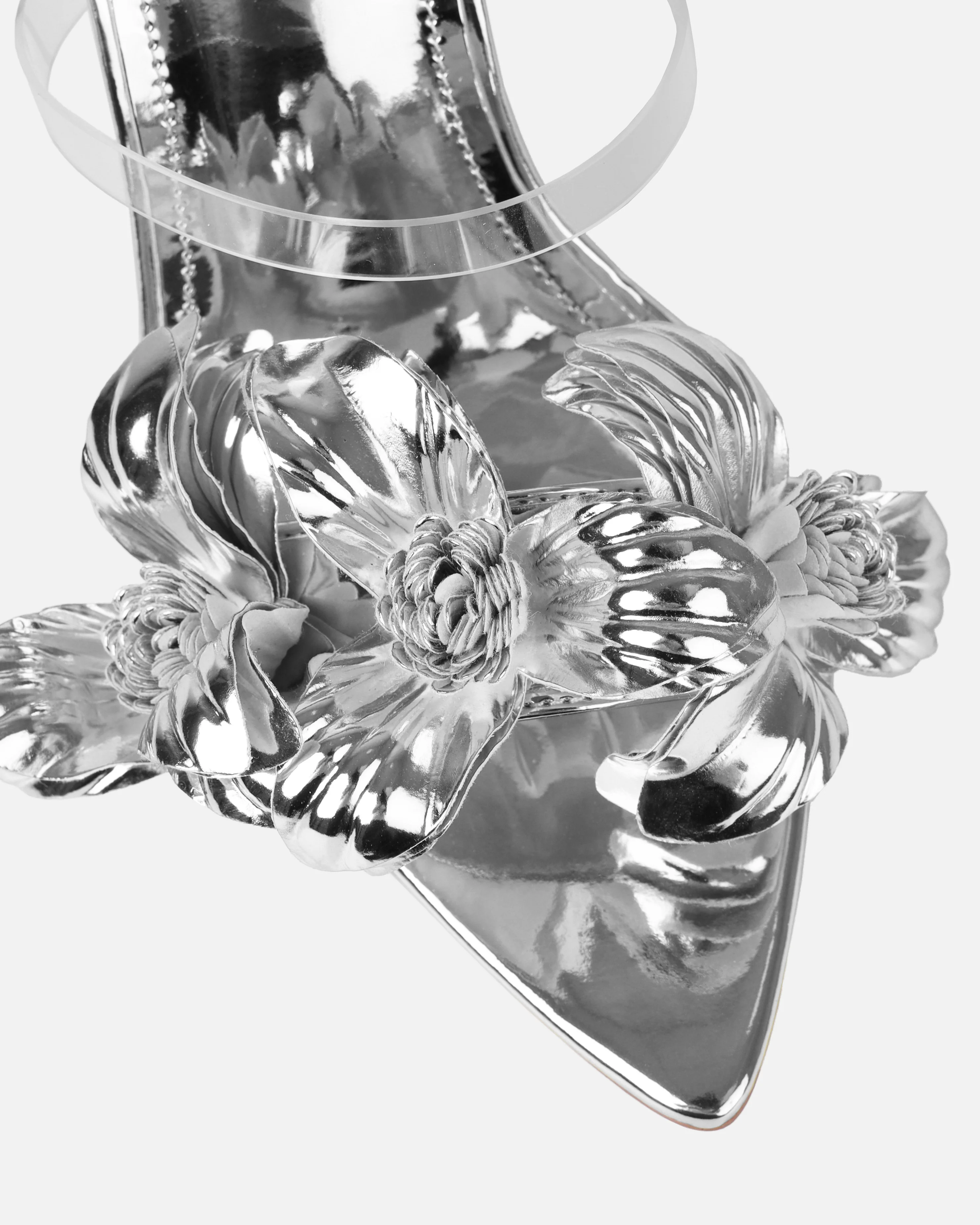 Acacia Silver Clear Flower Mules - Image 4