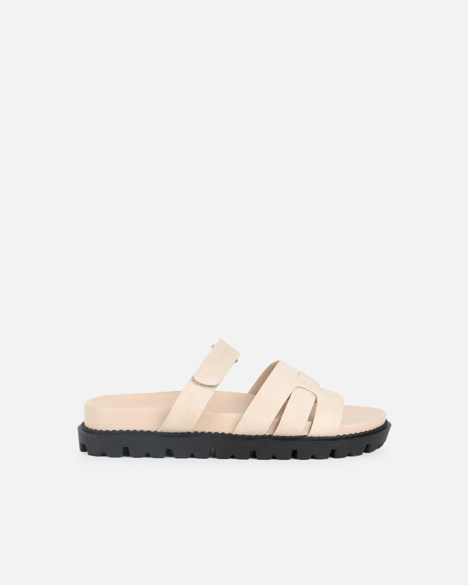Adelle Beige Nubuck Chunky Footbed Slides - Image 2
