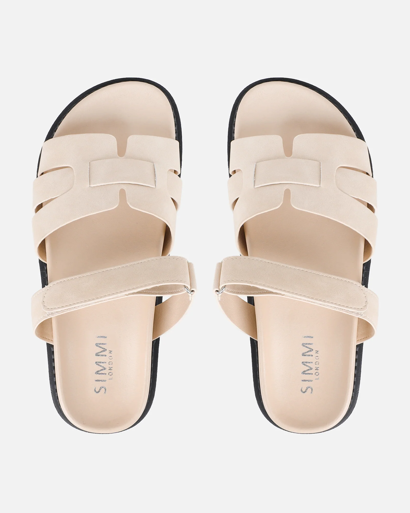 Adelle Beige Nubuck Chunky Footbed Slides - Image 3