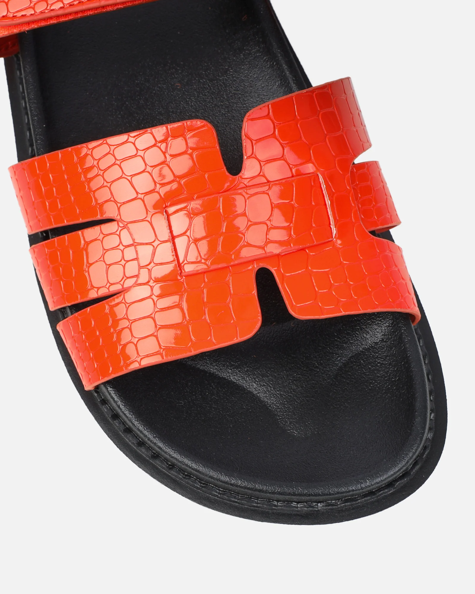 Adelle Orange Croc Chunky Footbed Slides - Image 4