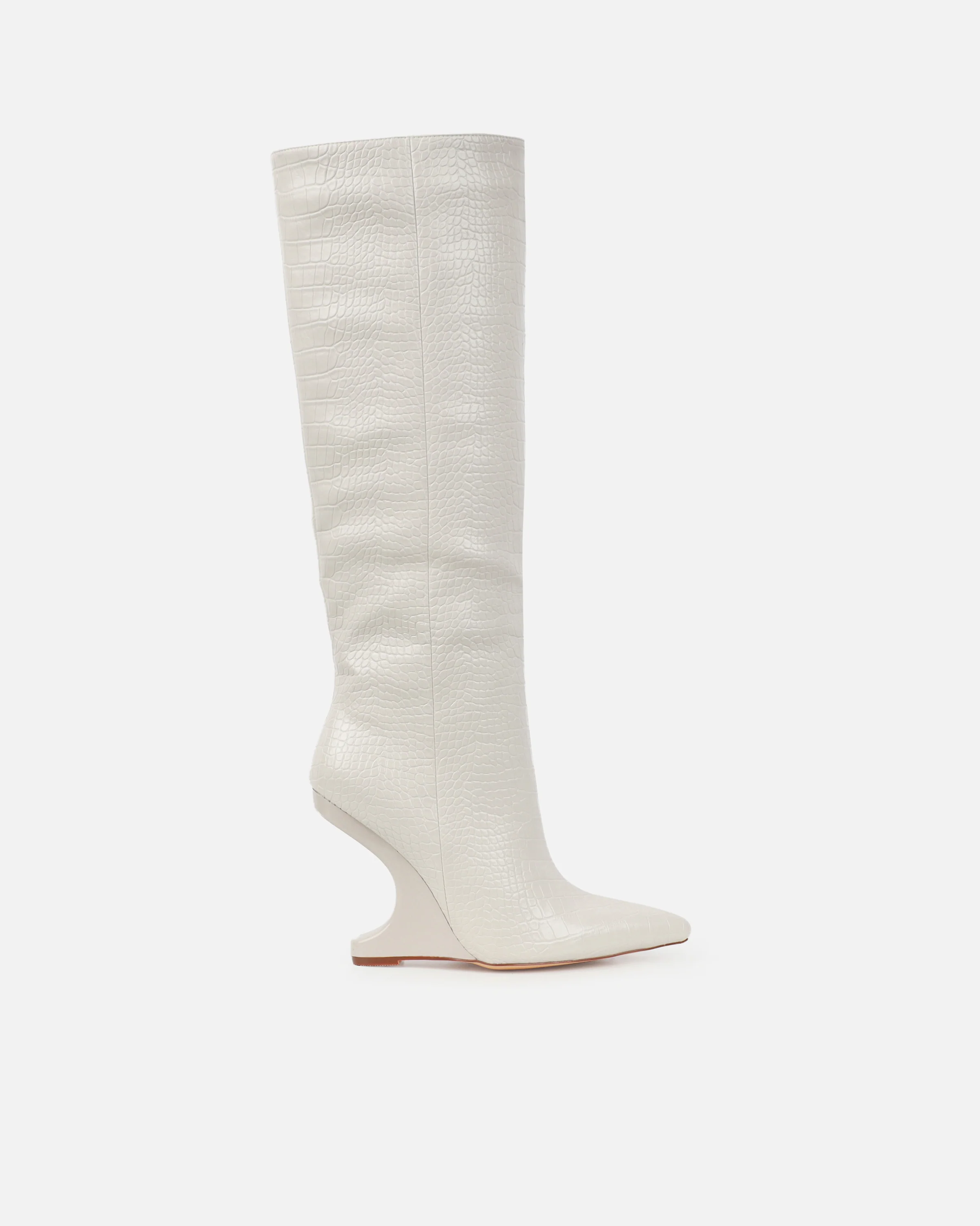 Adler Stone Faux Croc Wedge Knee High Boots - Image 2