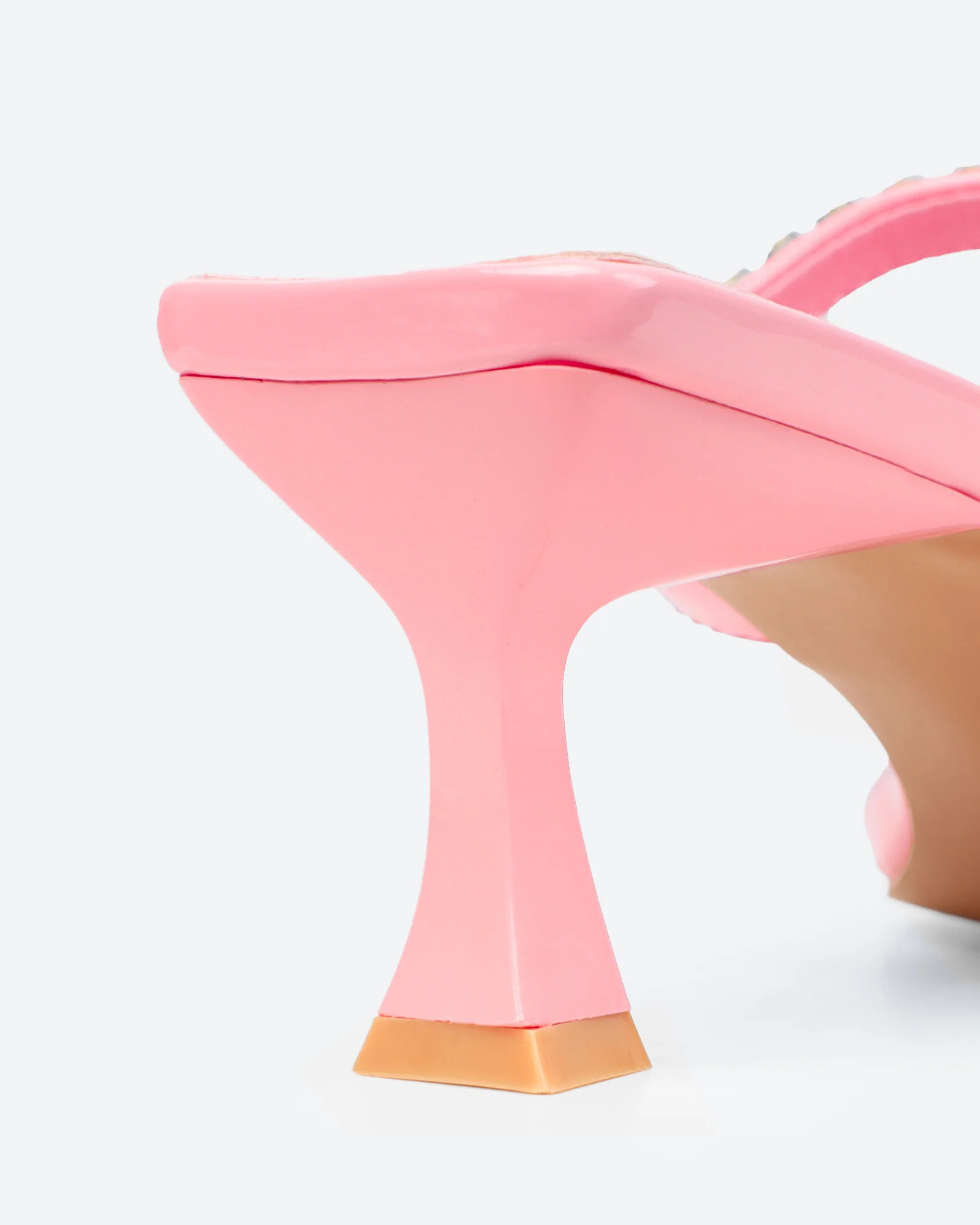 Adrienne Pink Patent Diamante Low Heeled Sandals - Image 3