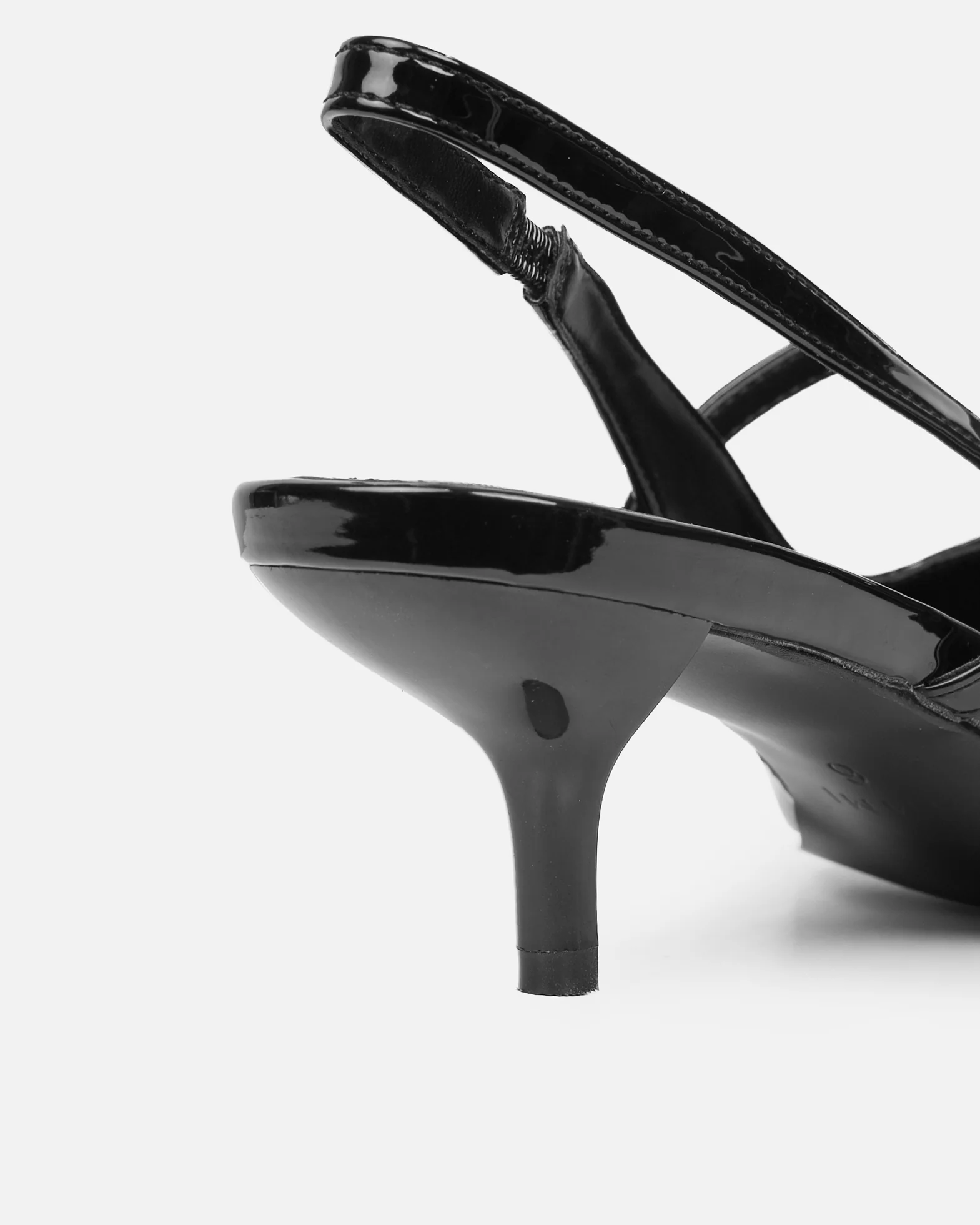 Airlea Black Patent Sling Back Court Shoes - Image 3