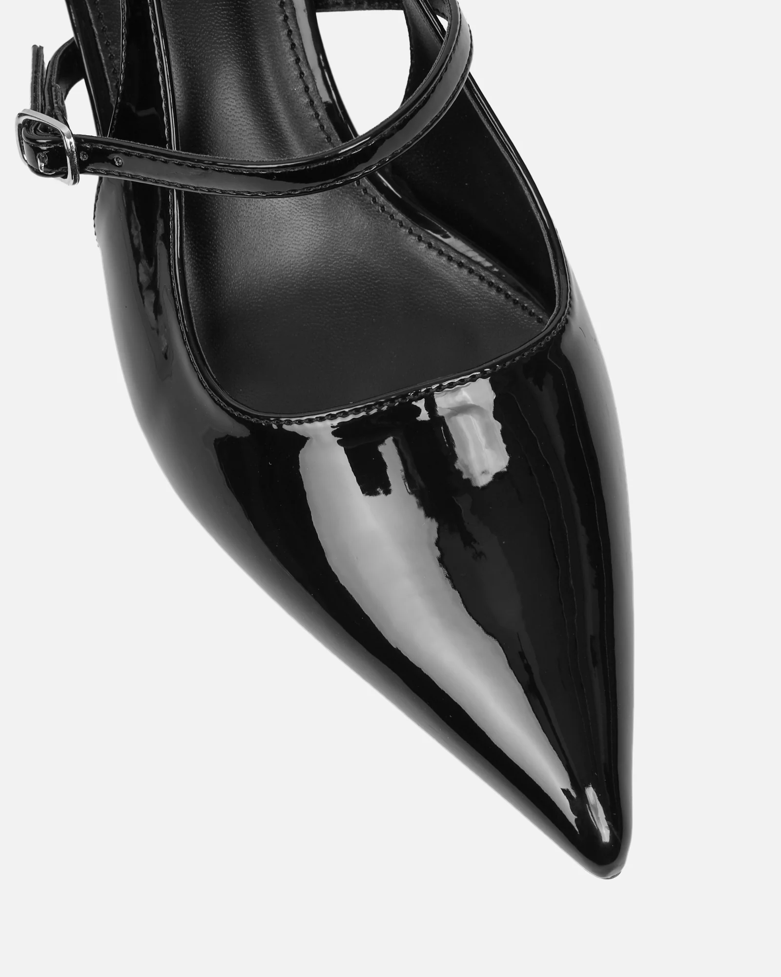 Airlea Black Patent Sling Back Court Shoes - Image 4