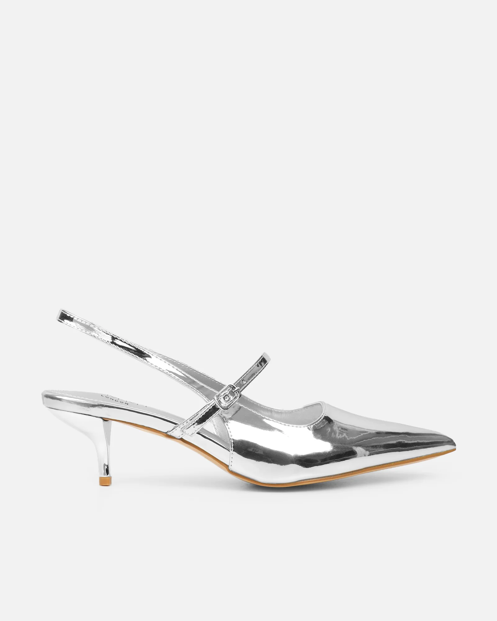 Airlea Silver Mirror Sling Back Court Shoes - Image 2
