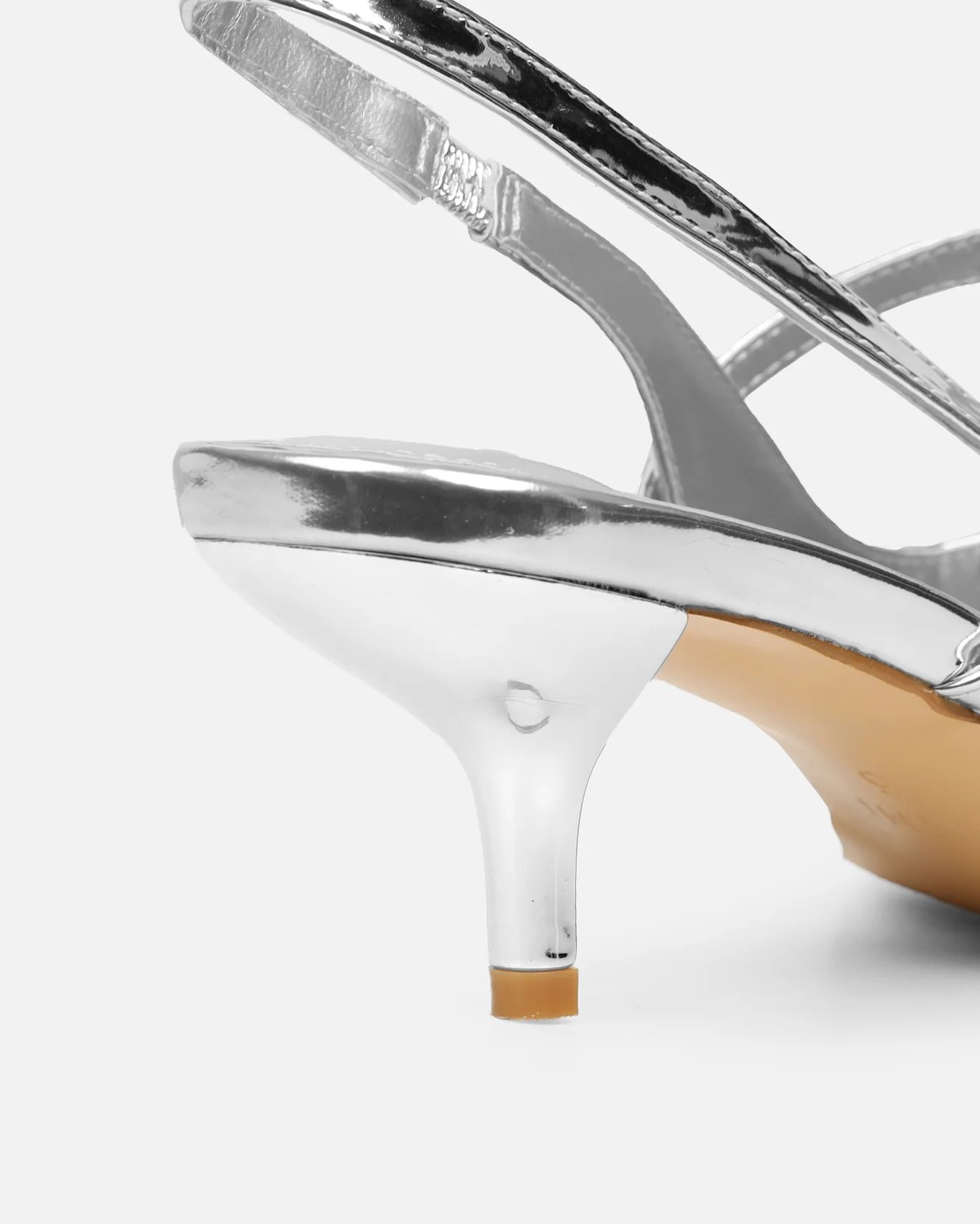 Airlea Silver Mirror Sling Back Court Shoes - Image 3