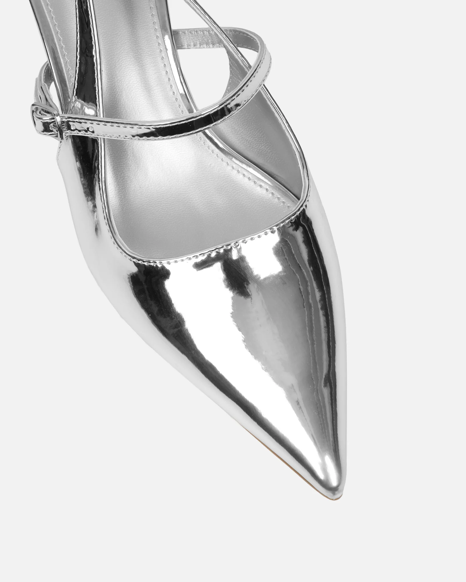 Airlea Silver Mirror Sling Back Court Shoes - Image 4