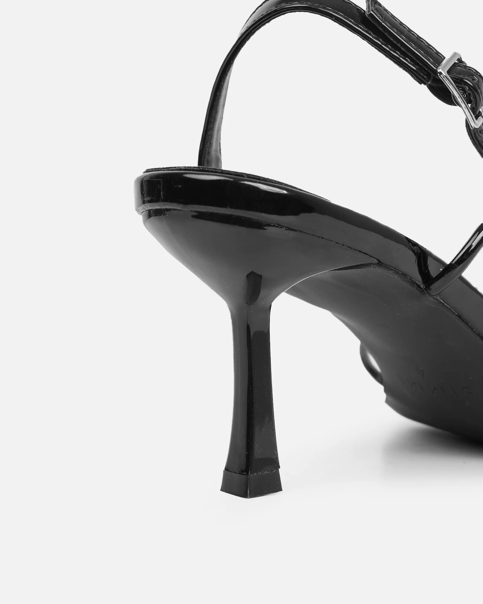 Aixa Black Patent Strappy Knot Heeled Sandals - Image 3