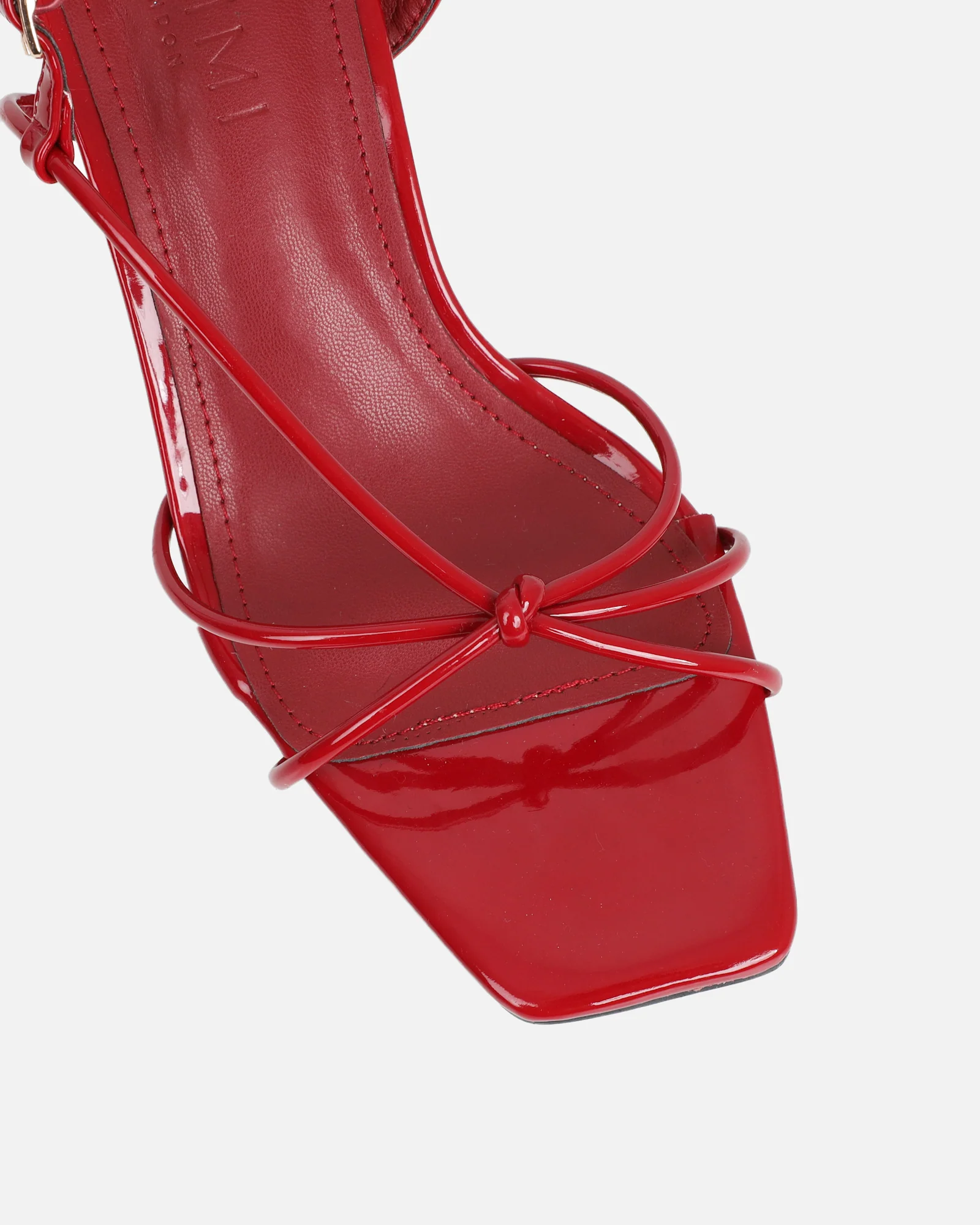 Aixa Burgundy Patent Strappy Knot Heeled Sandals - Image 4
