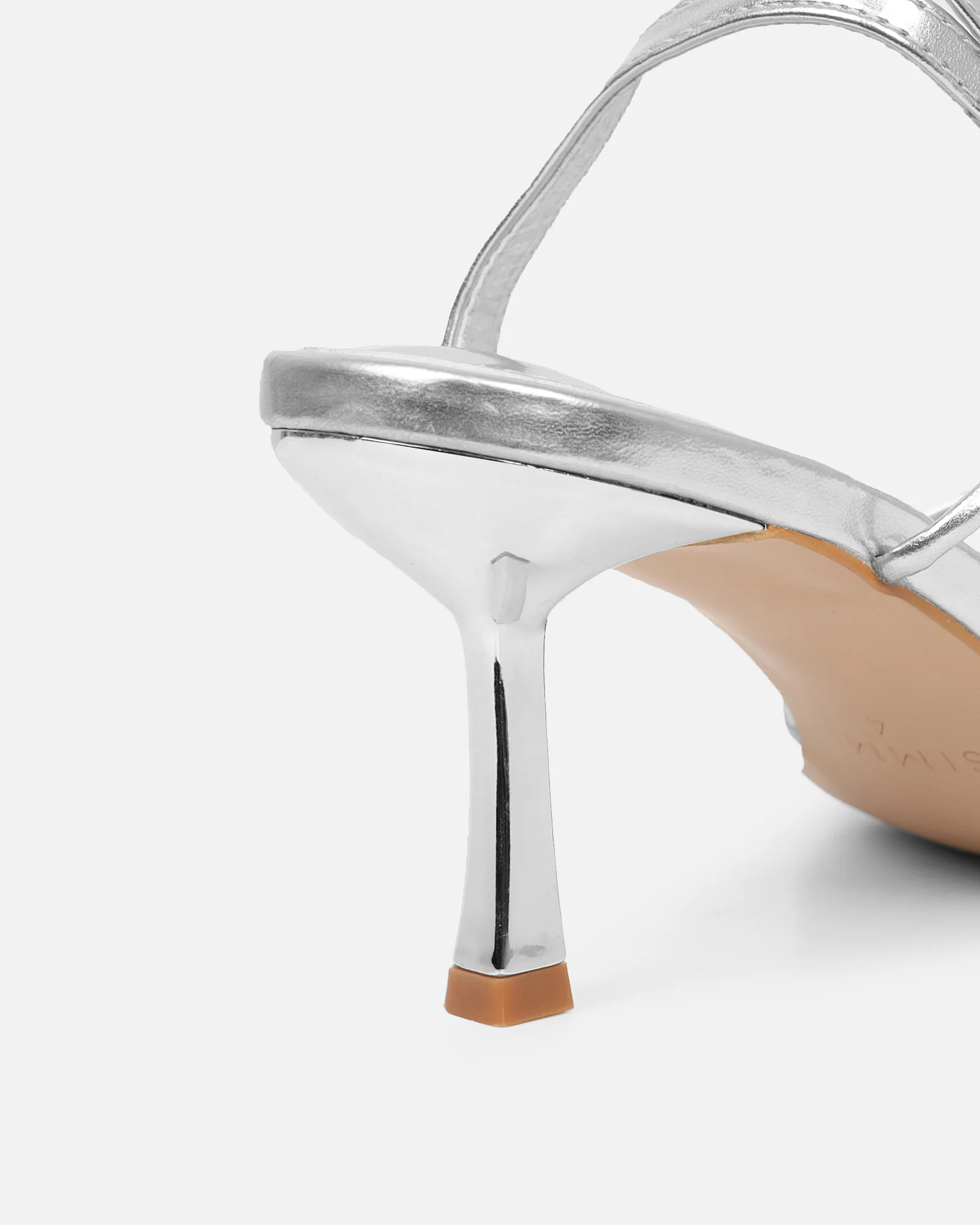 Aixa Silver Metallic Strappy Knot Heeled Sandals - Image 3