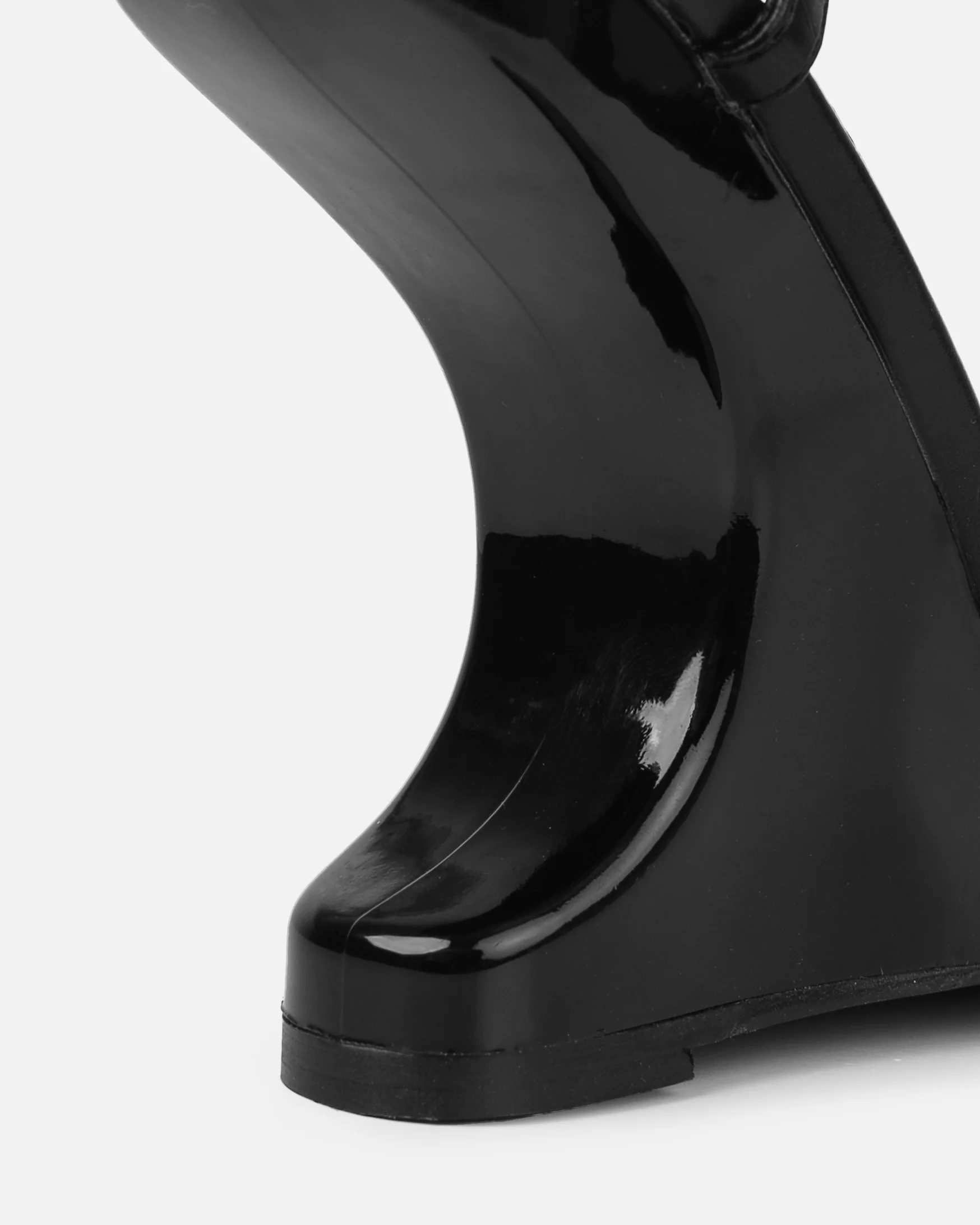 Aja Black Square Toe Strappy Patent Wedges - Image 3
