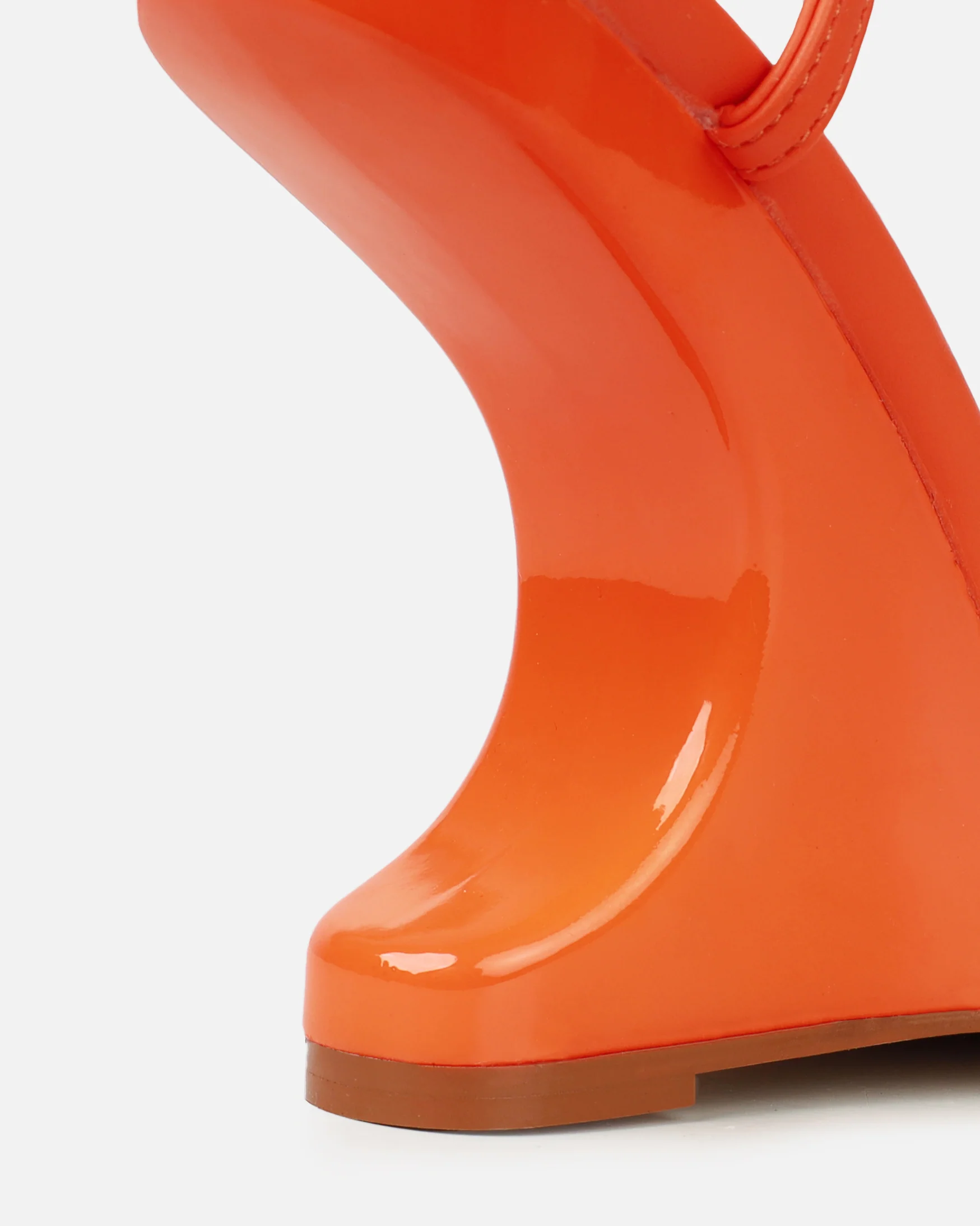 Aja Orange Square Toe Strappy Patent Wedges - Image 3