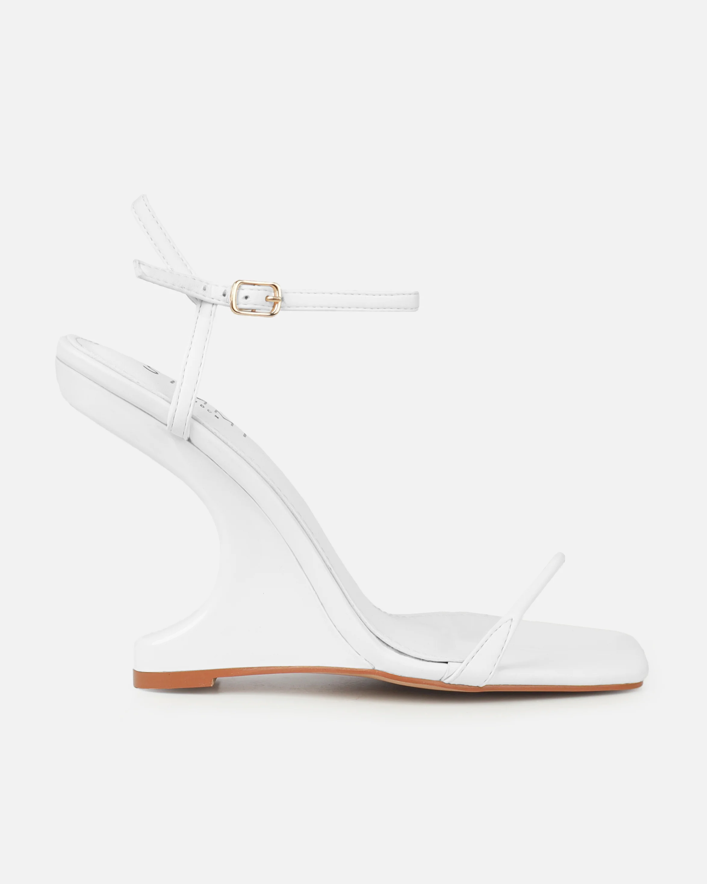 Aja White Square Toe Strappy Patent Wedges - Image 2