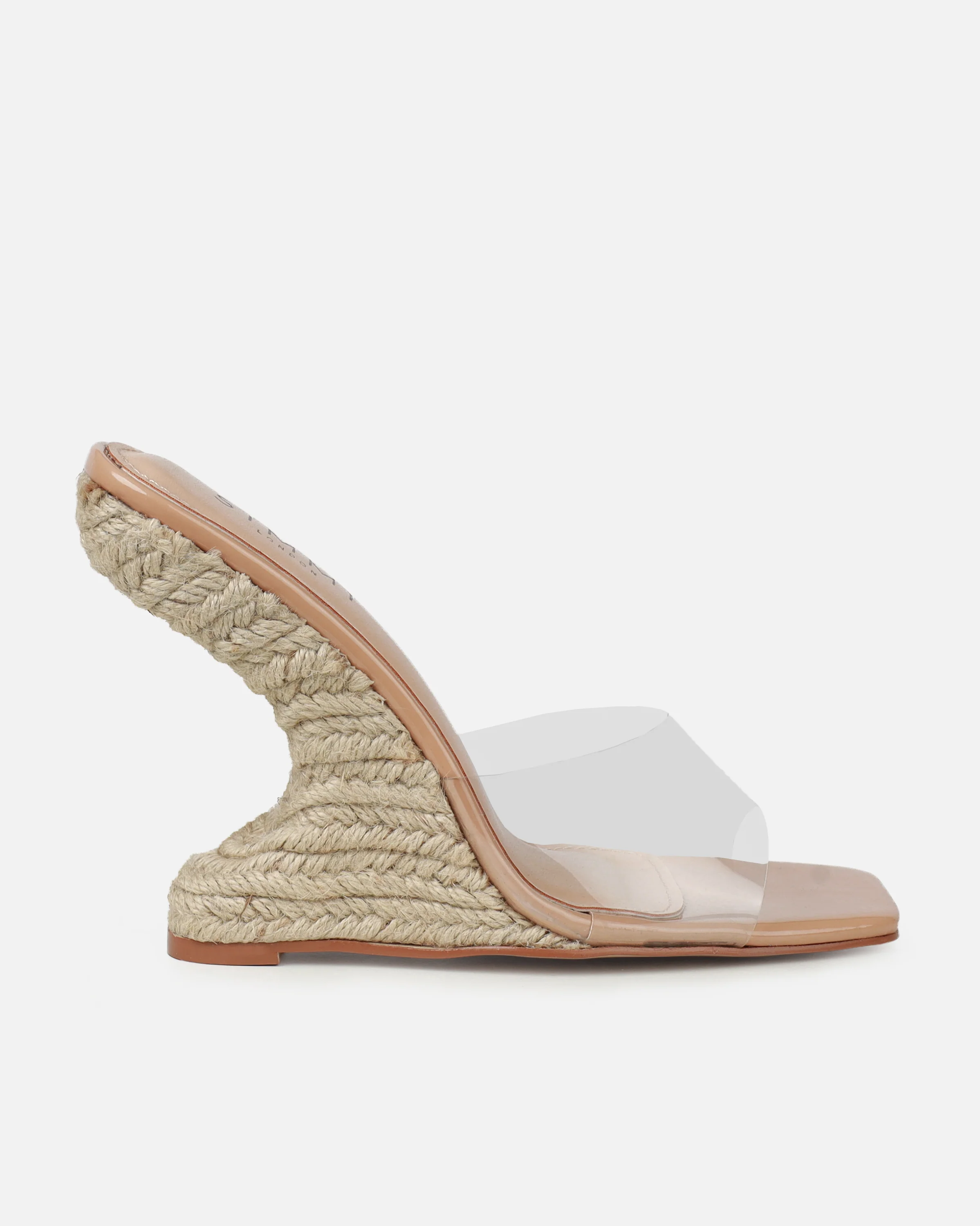 Ajayne Nude Clear Espadrille Mule Wedges - Image 2