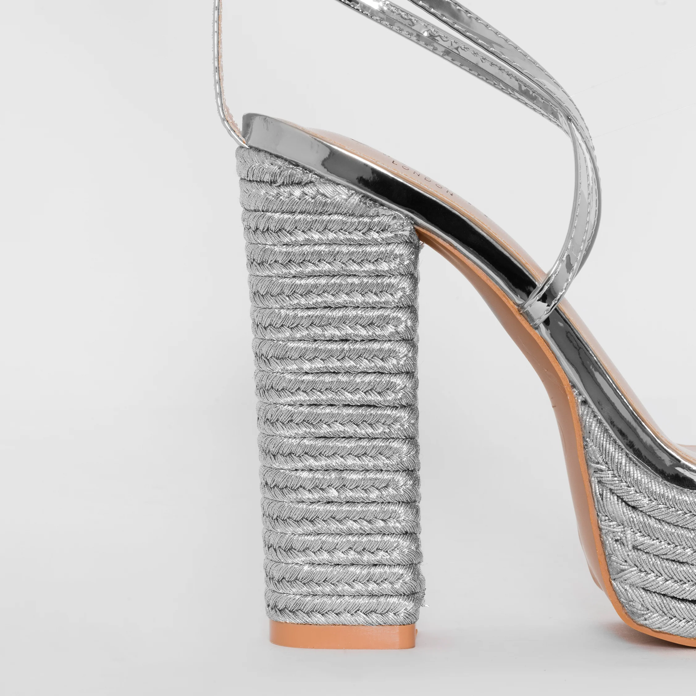 Akira Silver Patent Lace Up Platform Heels - Image 4