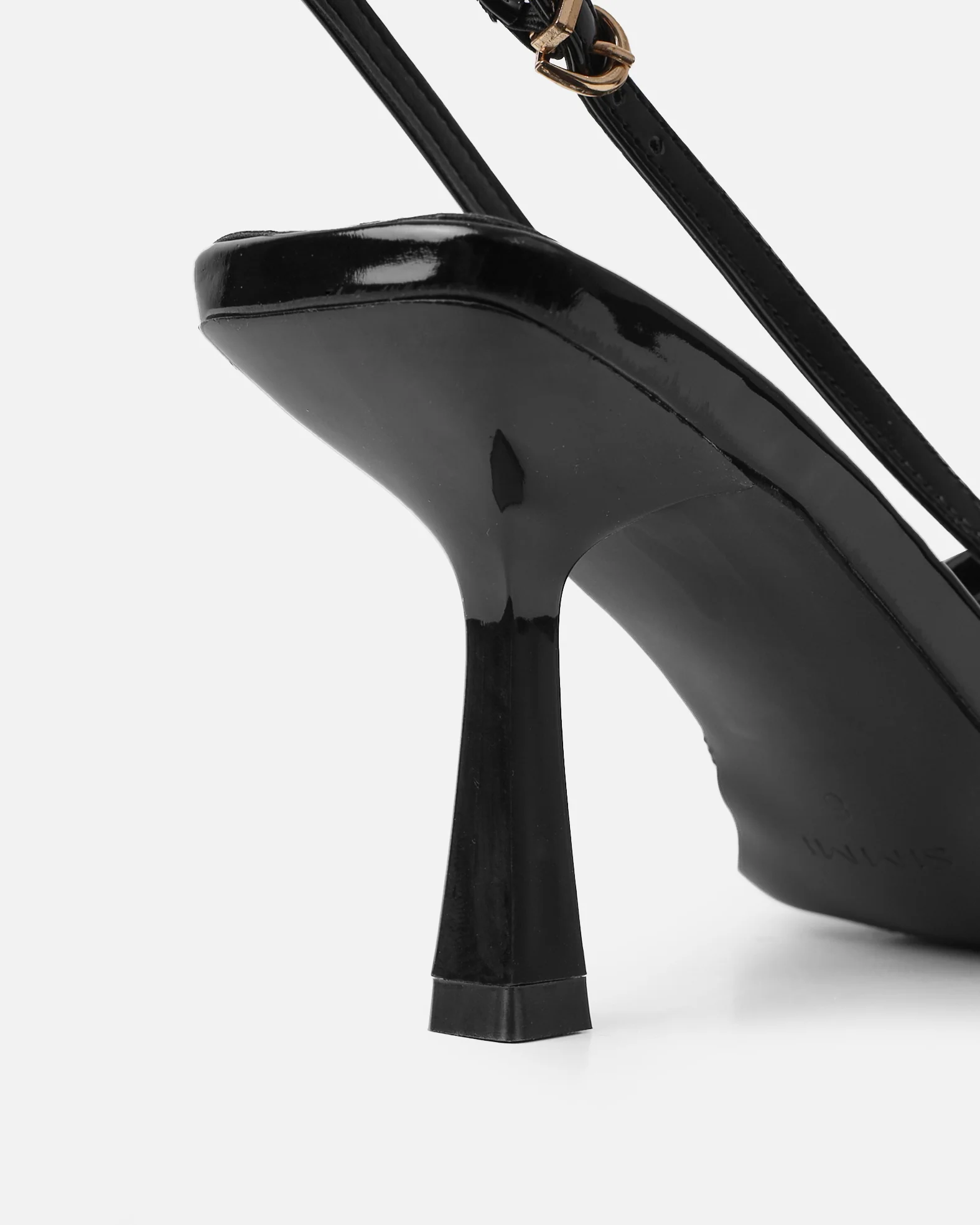 Aksa Black Patent Sling Back Court Shoes - Image 3