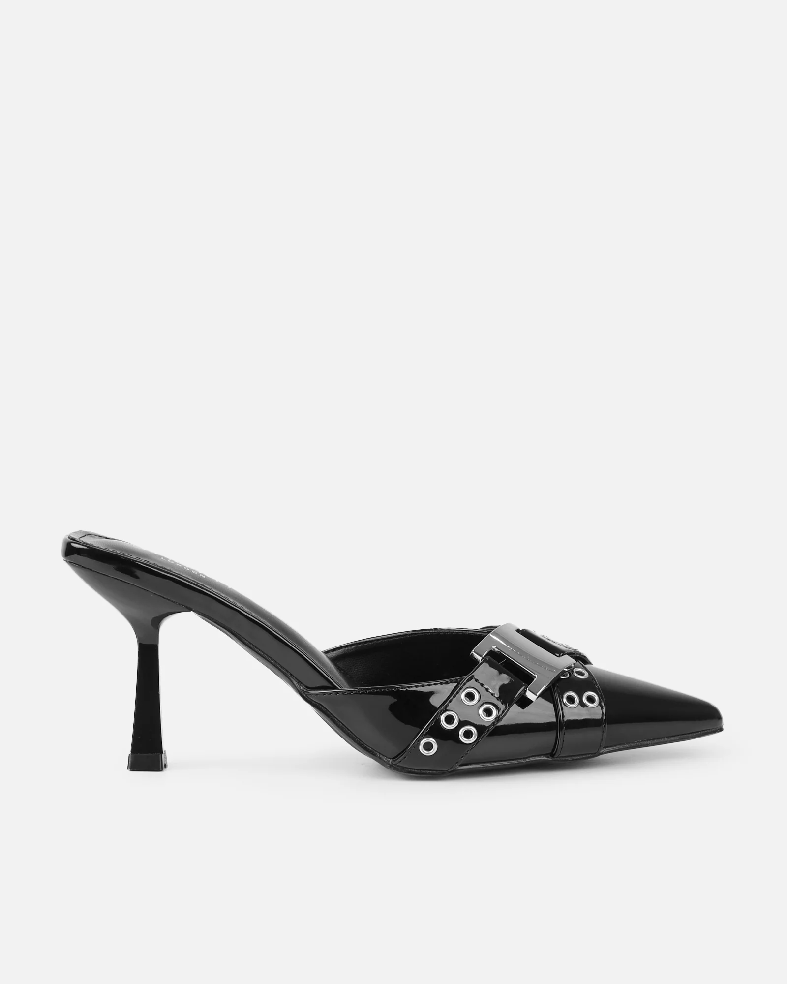 Aksana Black Patent Mule Court Shoes - Image 2