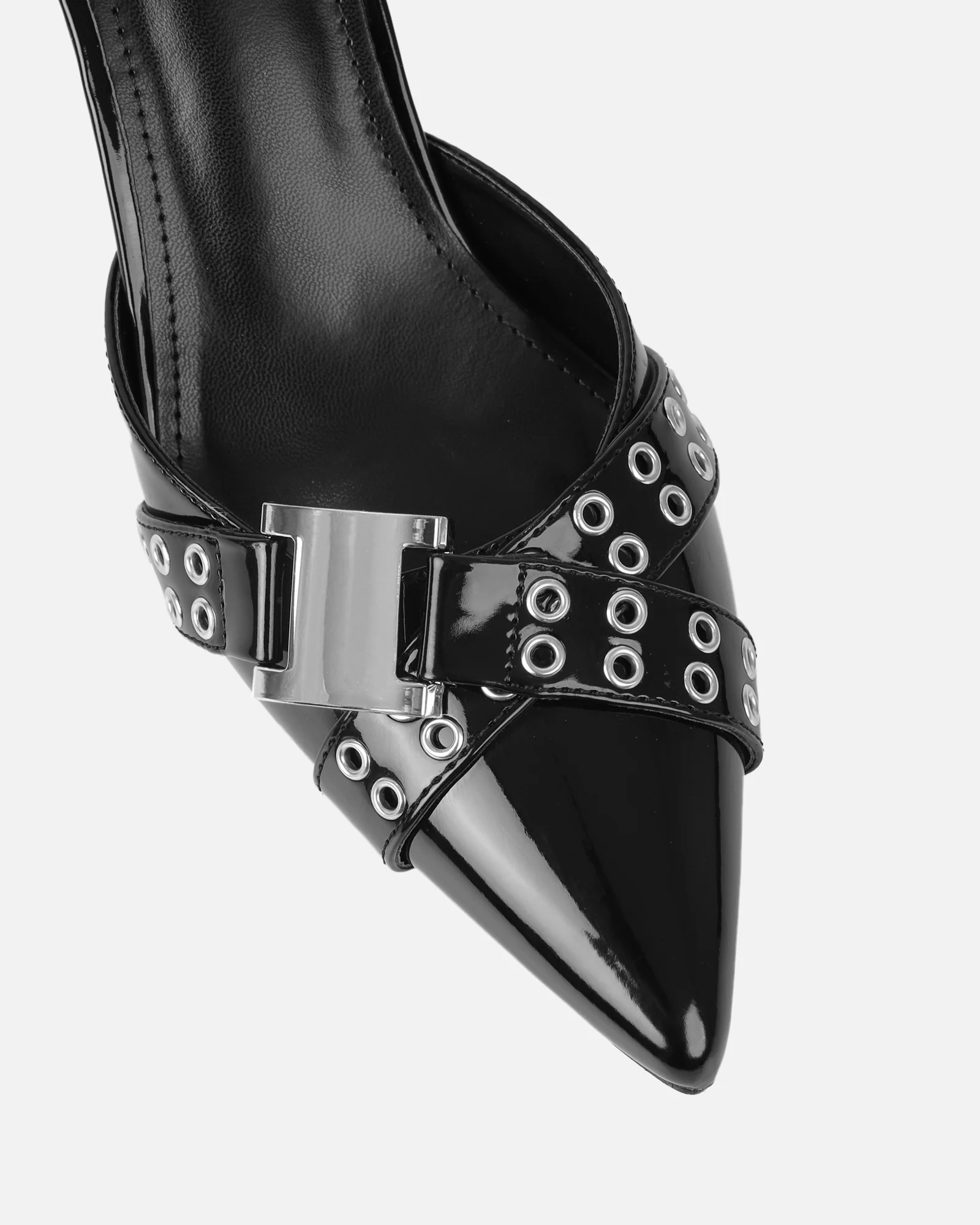 Aksana Black Patent Mule Court Shoes - Image 4