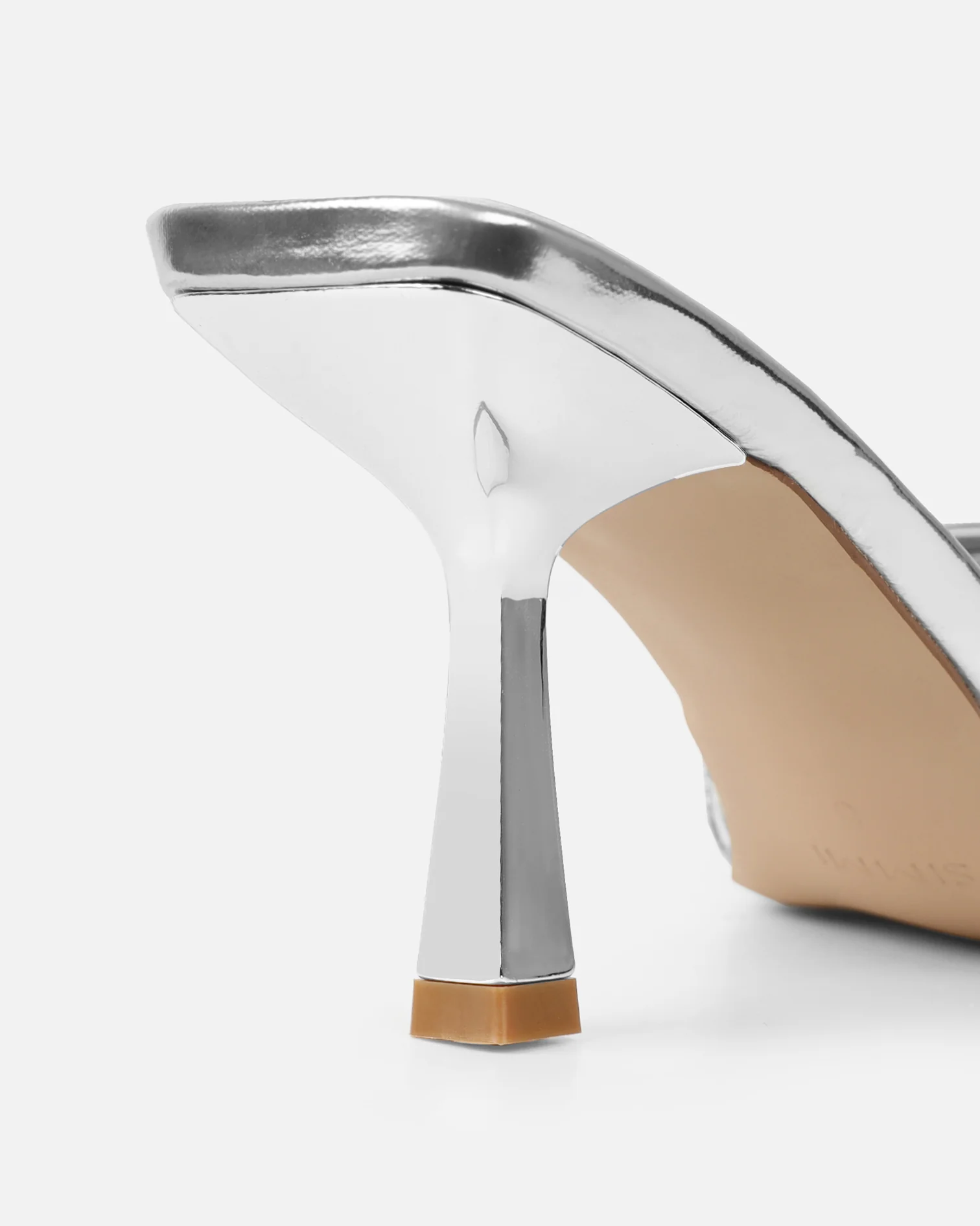 Aksana Silver Mirror Mule Court Shoes - Image 3