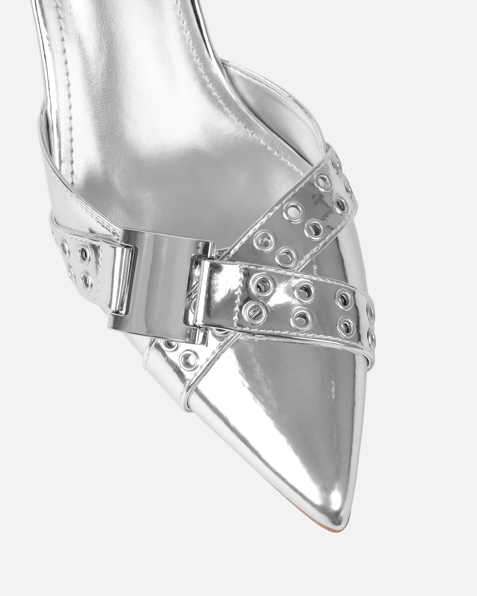 Aksana Silver Mirror Mule Court Shoes - Image 4