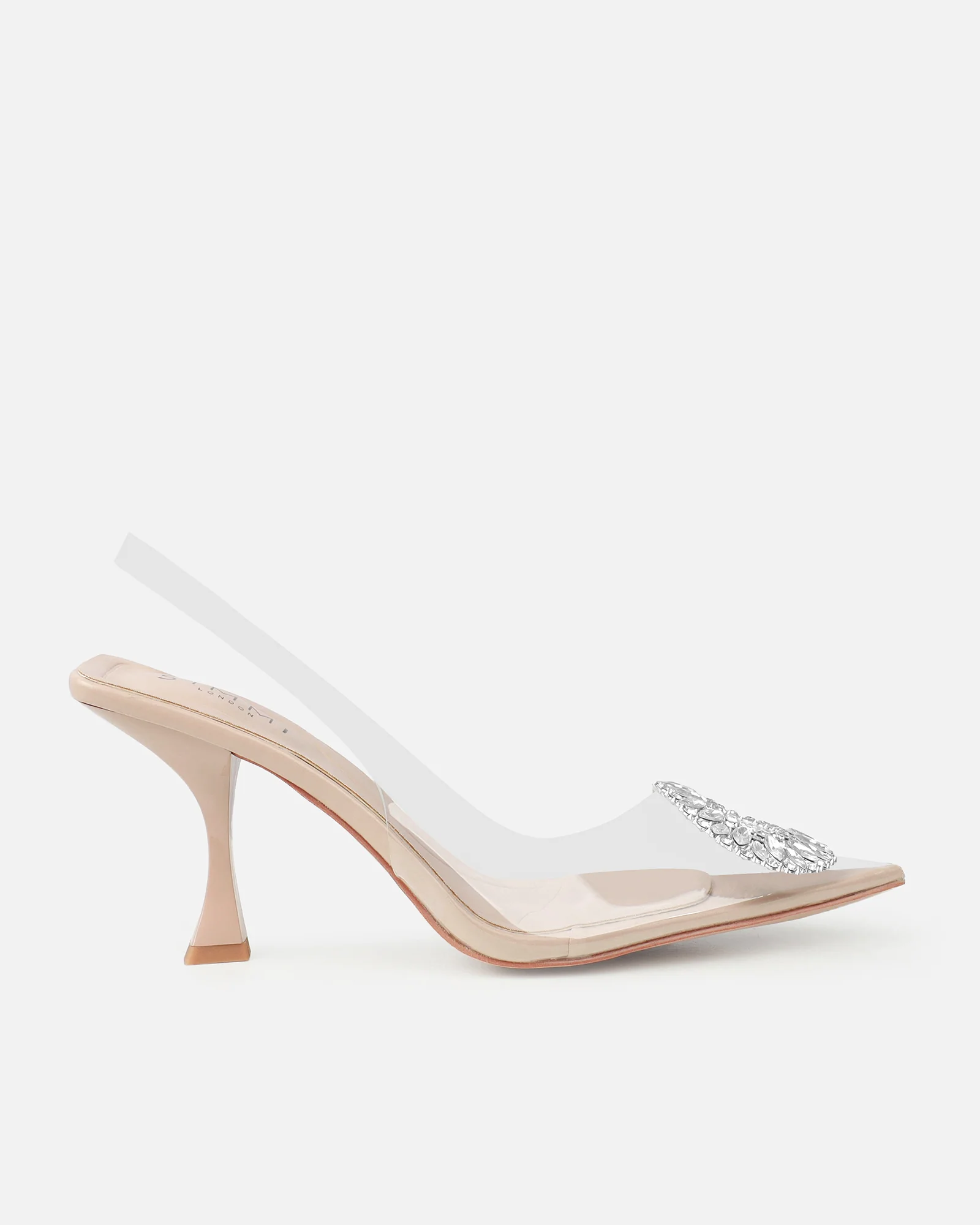 Alanis Nude Clear Diamante Slingback Mid Heel Courts - Image 2