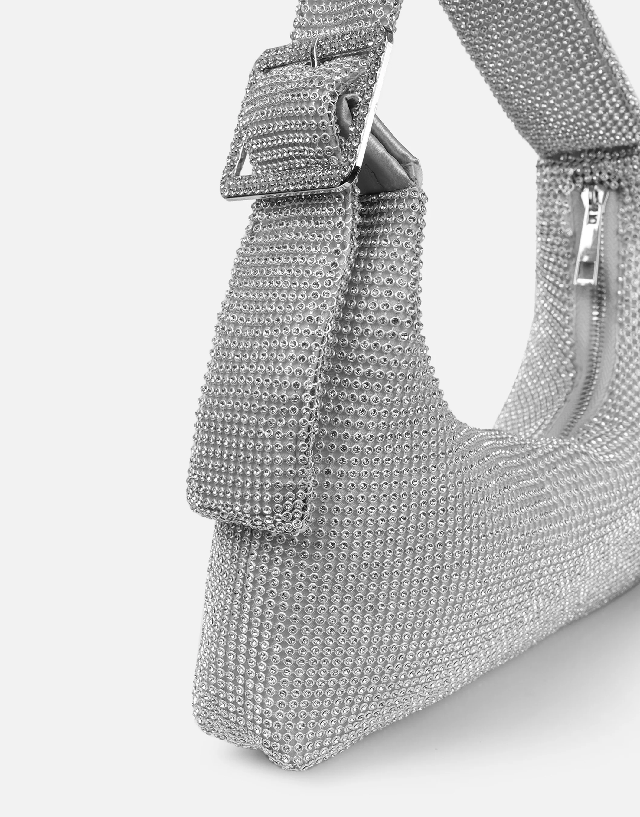 Alessa Silver Diamante Shoulder Bag - Image 2
