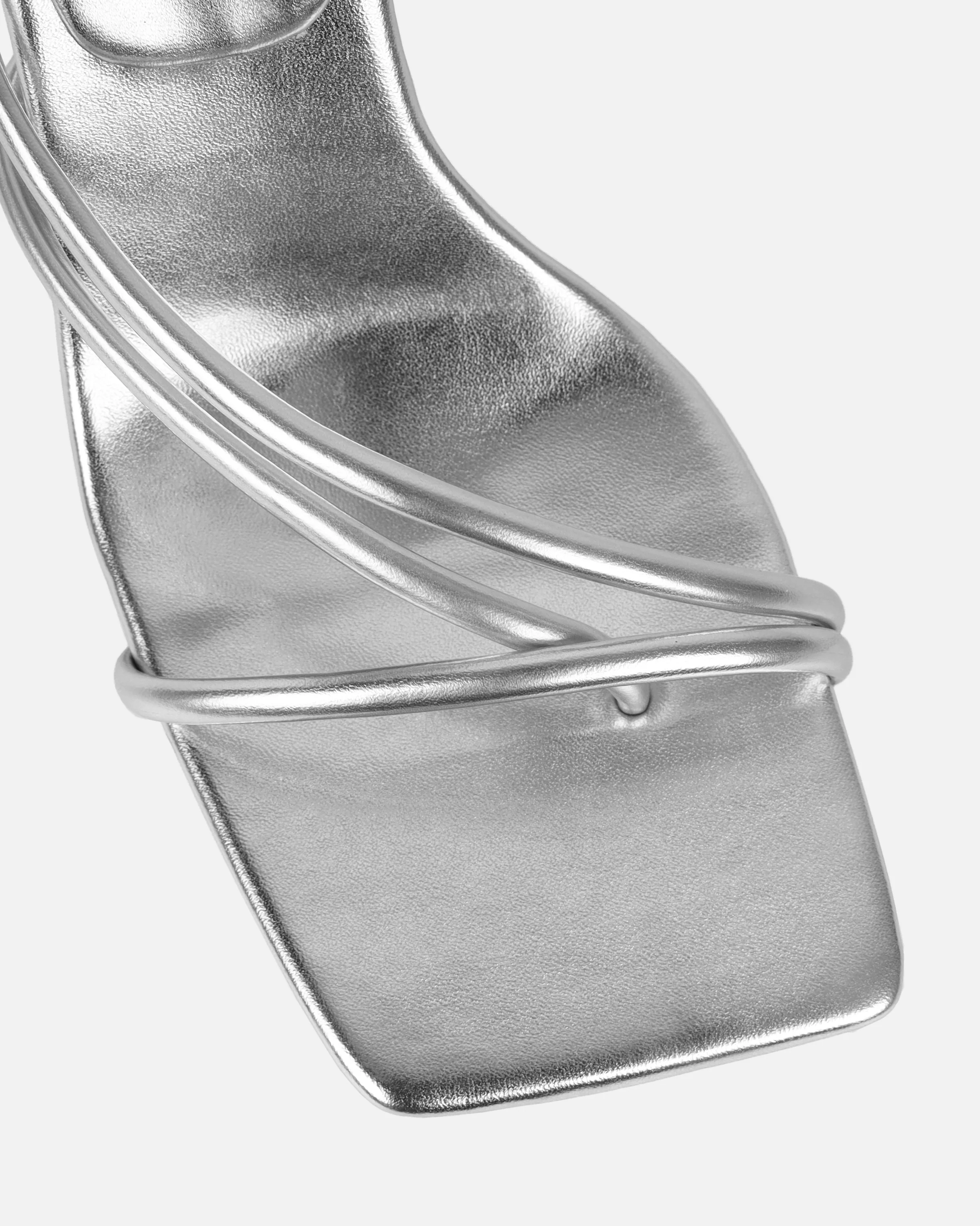 Alisa Silver Metallic Spiral Mid Heeled Sandals - Image 4