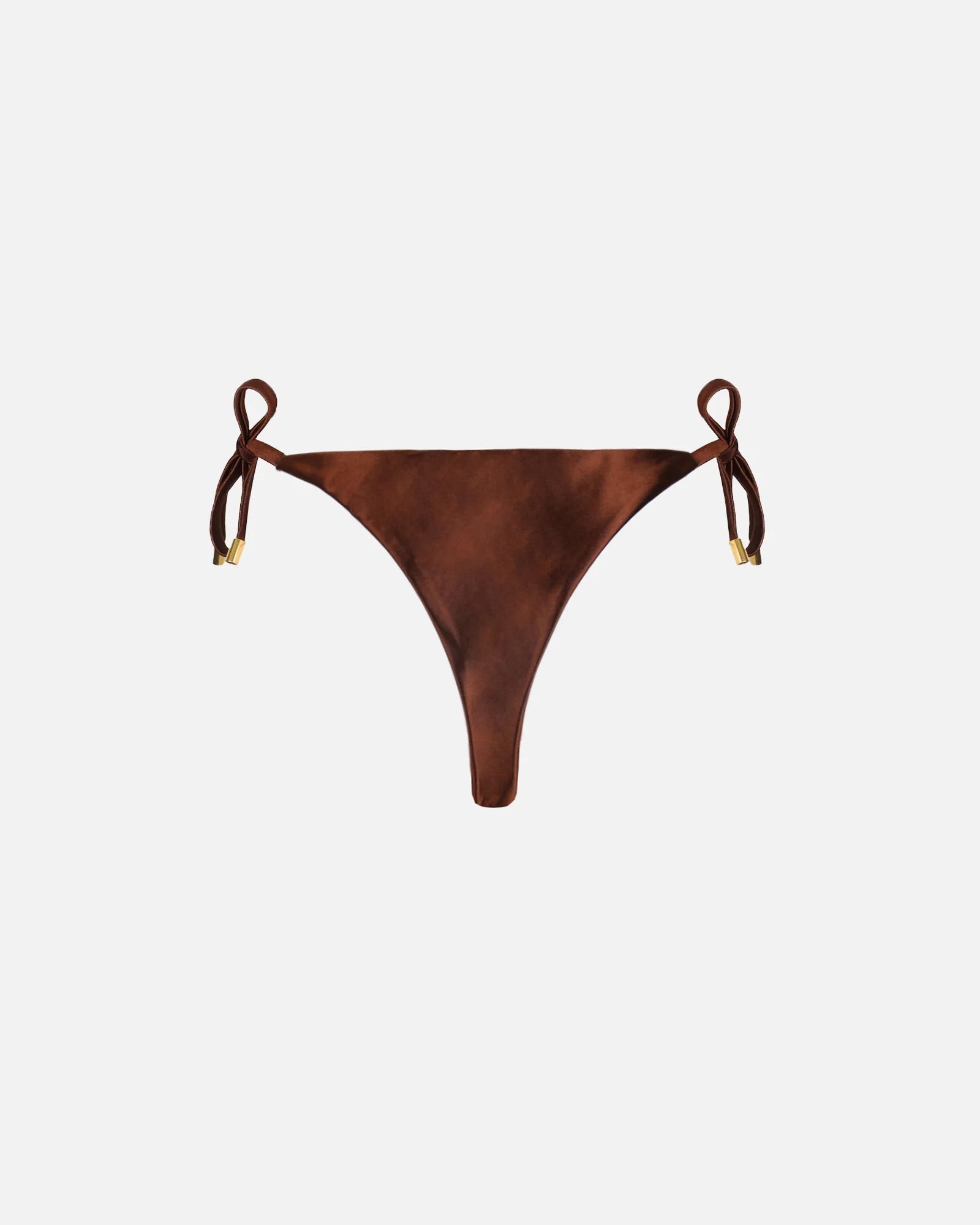 Bella Chocolate Satin Tie Waist Bikini Bottoms - Image 6