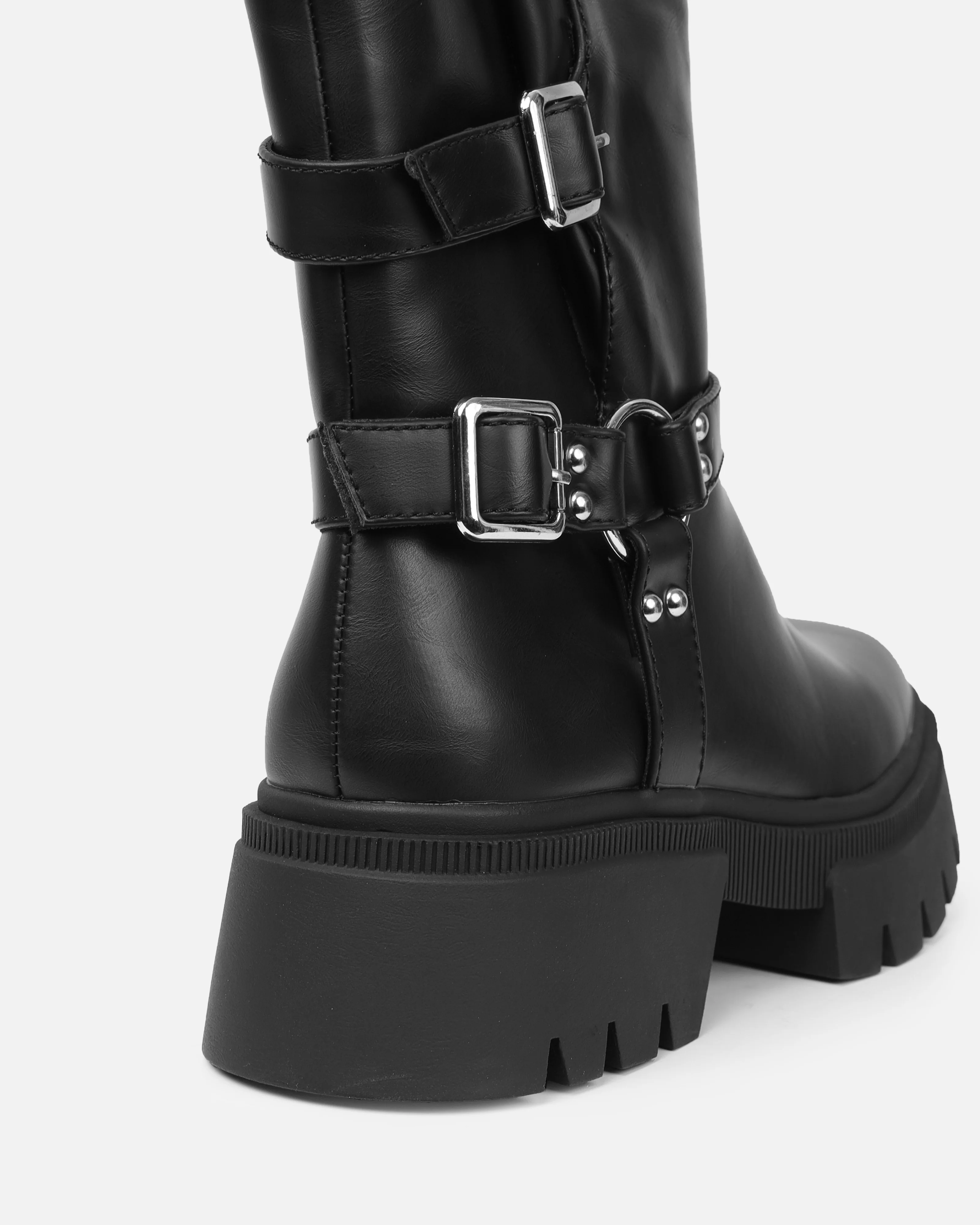 Alpesh Black Chunky Biker Boots - Image 3