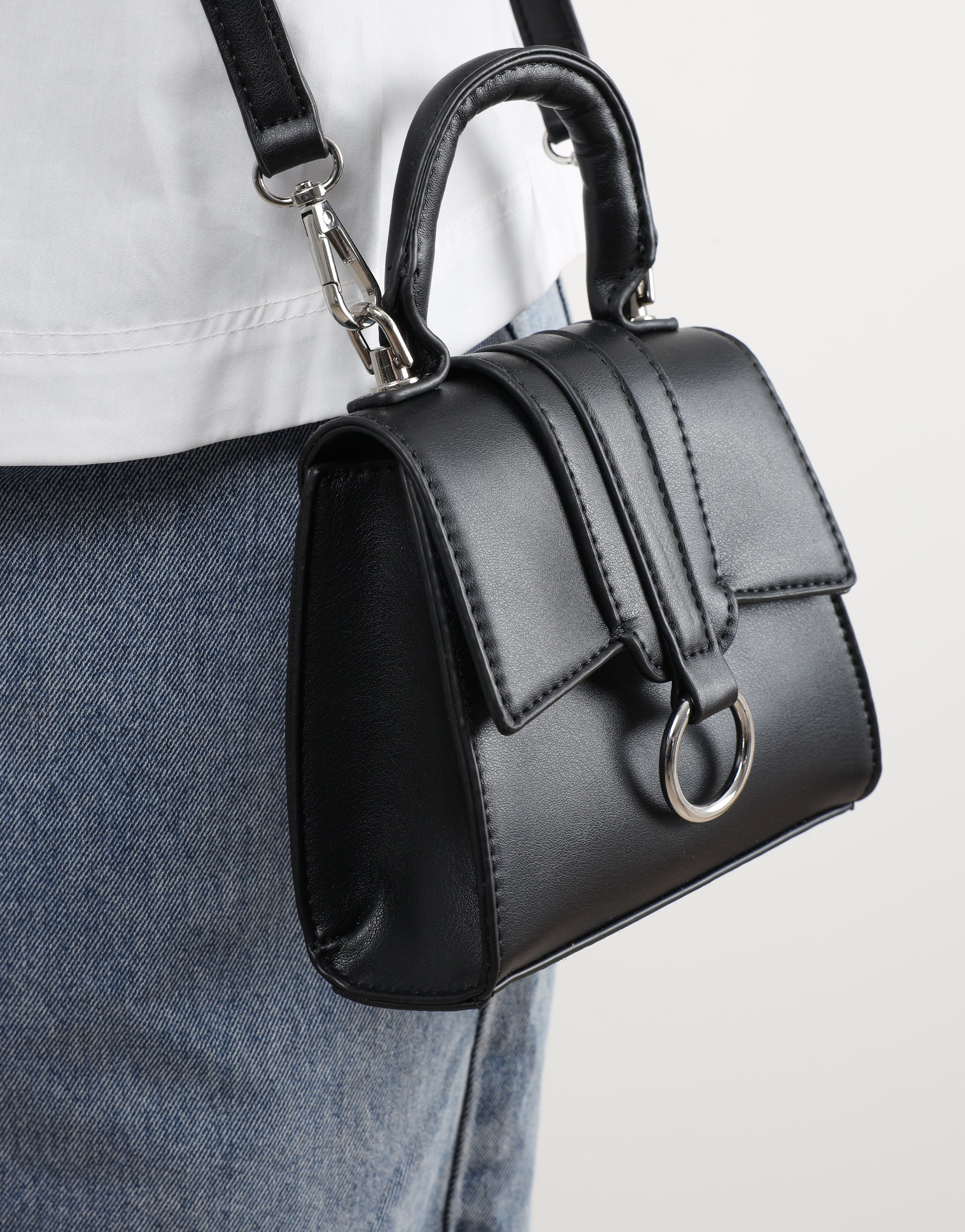 Amarilla Black Top Handle Mini Bag - Image 3