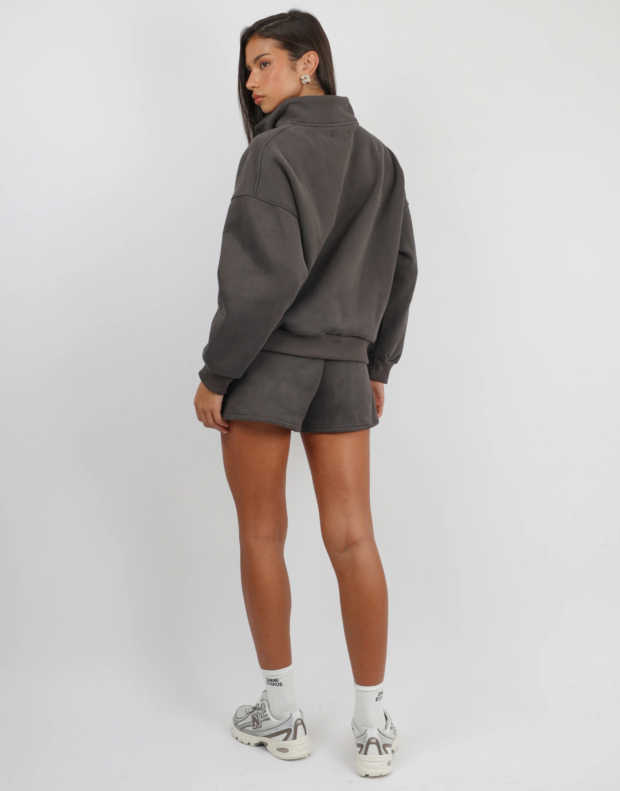 Ames Simmi Studios Half Zip Slogan Sweatshirt in Slate - Image 3