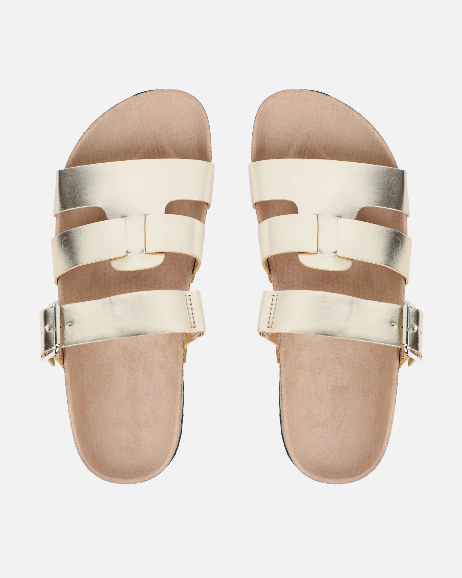 Amia Gold Metallic Slip on Footbed Slides - Image 3