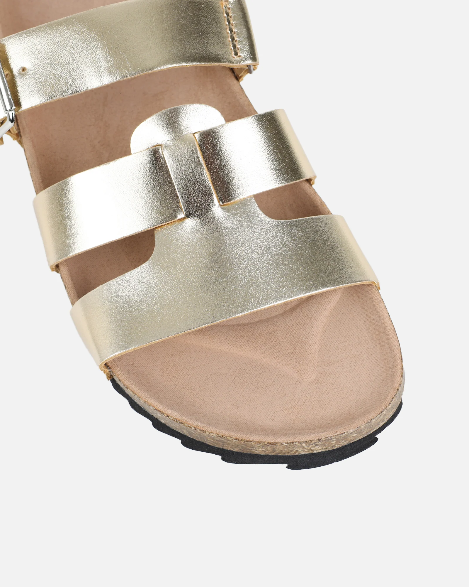 Amia Gold Metallic Slip on Footbed Slides - Image 4