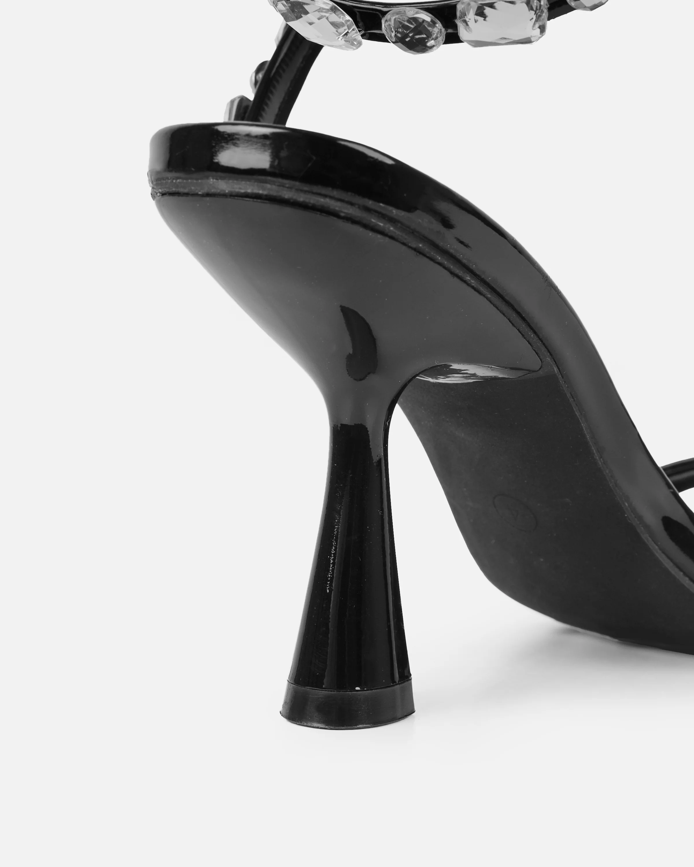 Amor Black Patent Diamante Spiral Sandals - Image 3