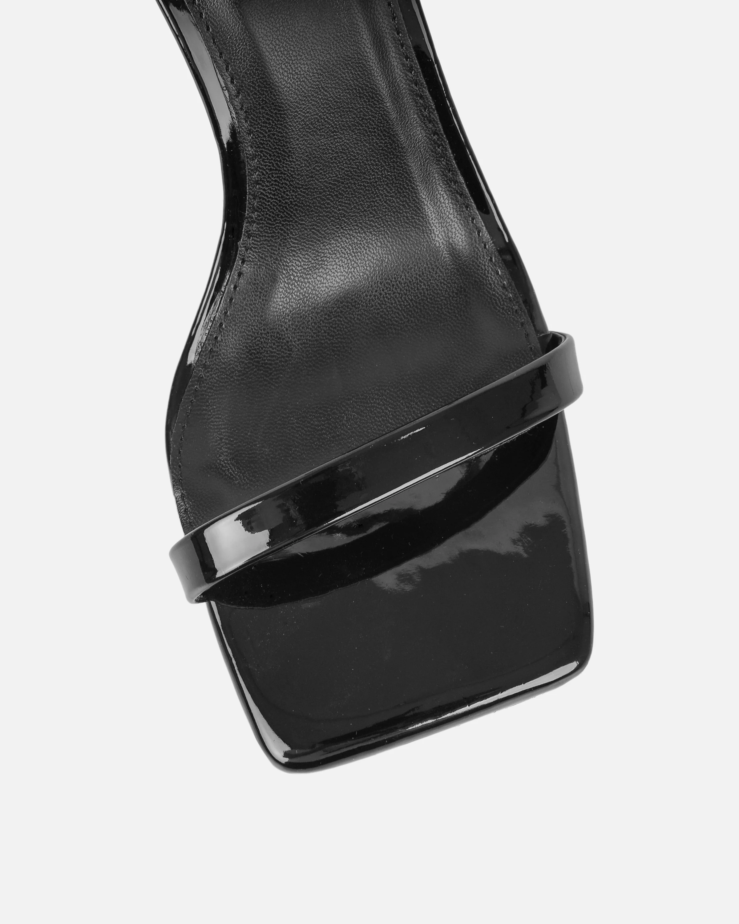 Amor Black Patent Diamante Spiral Sandals - Image 4