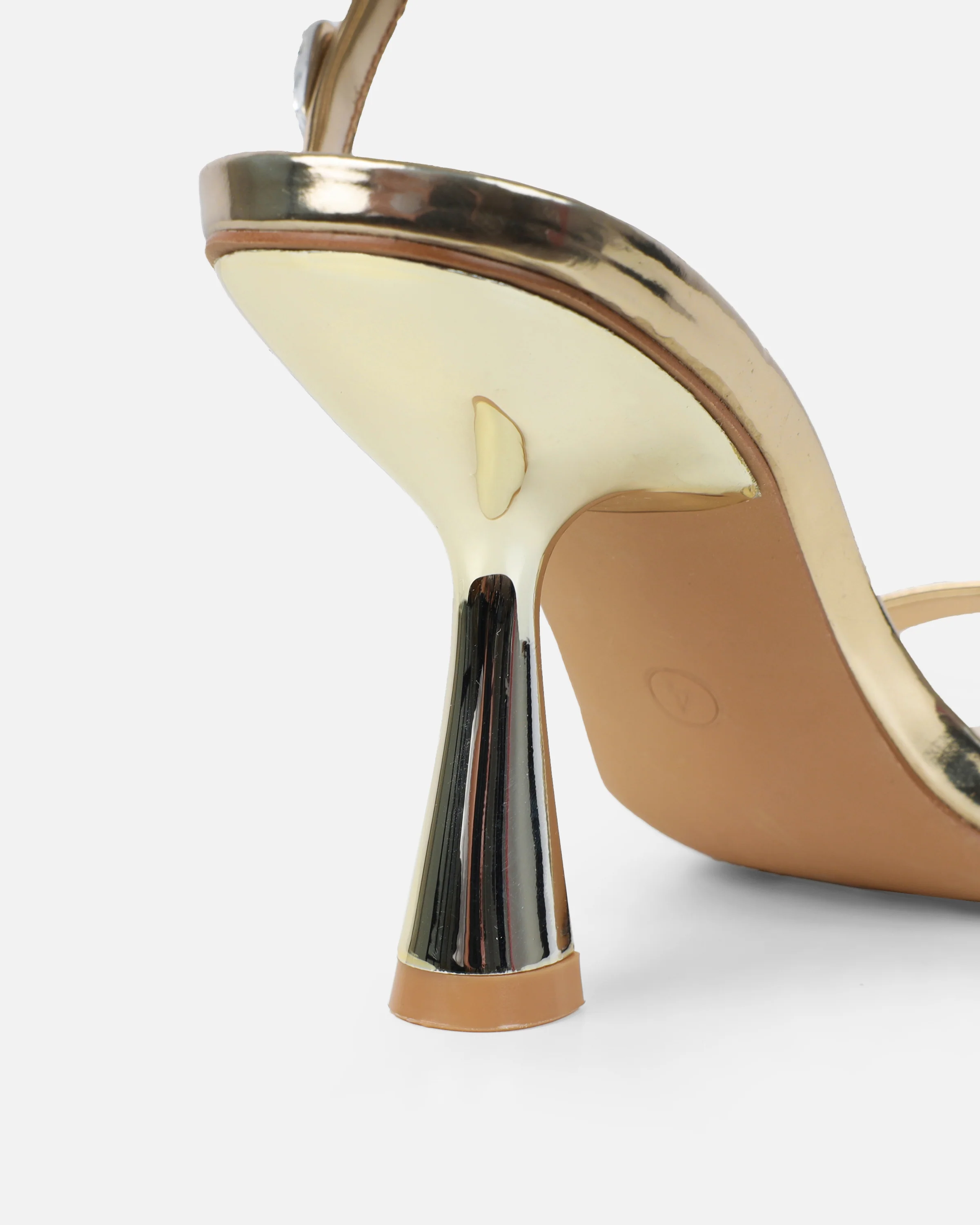 Amor Gold Mirror Diamante Spiral Sandals - Image 3