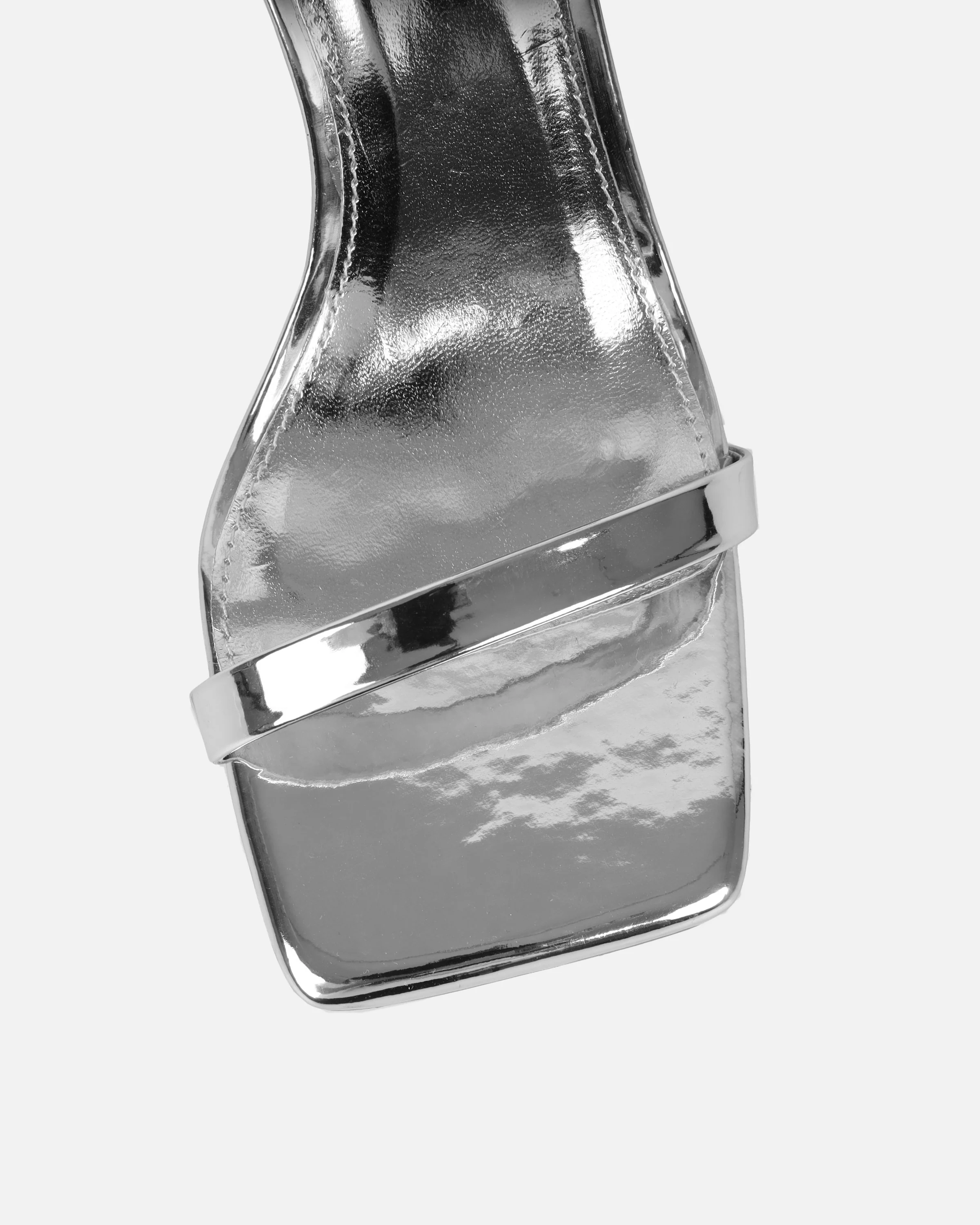 Amor Silver Mirror Diamante Spiral Sandals - Image 4
