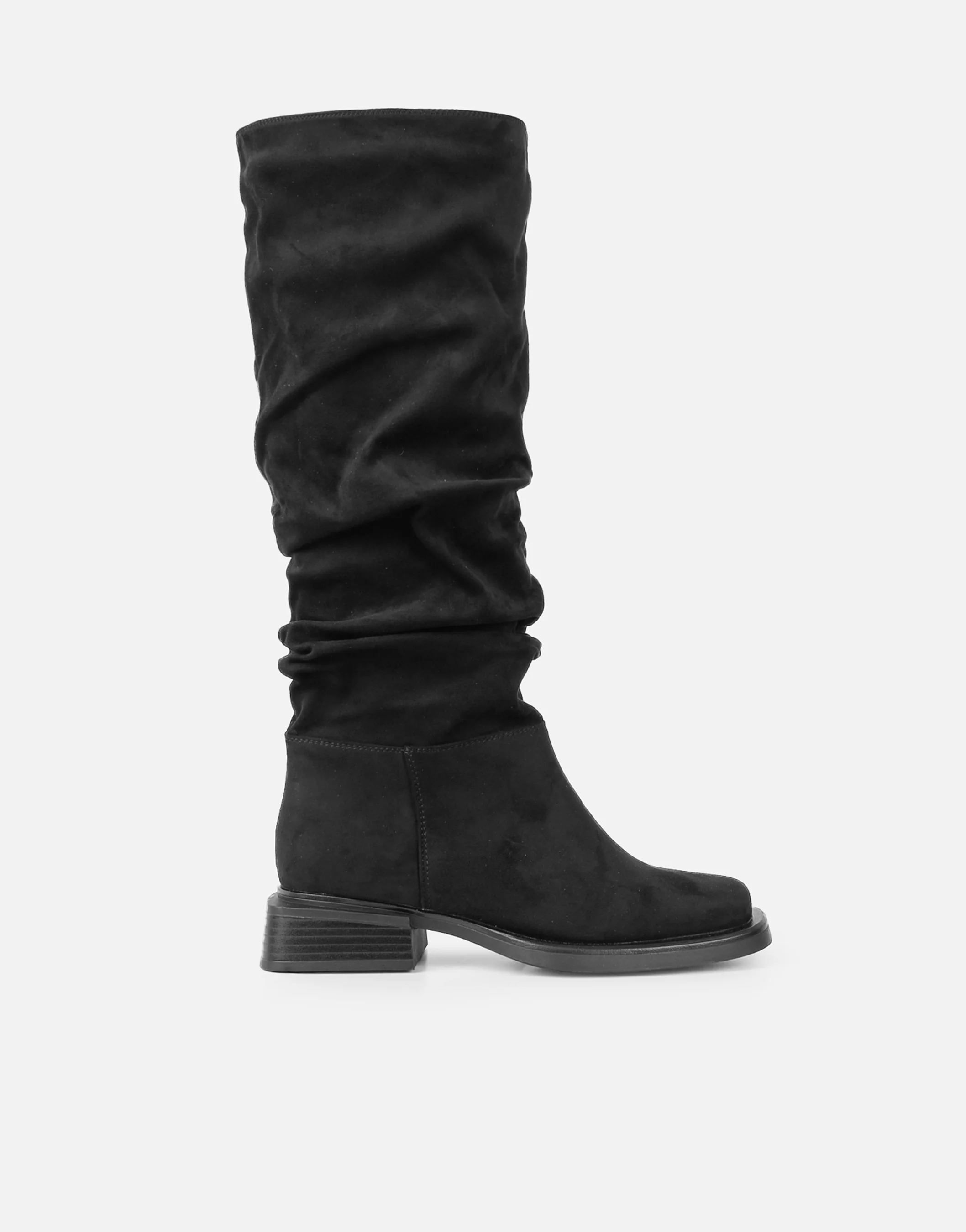 Amrose Black Suede Ruched Heeled Boots - Image 2