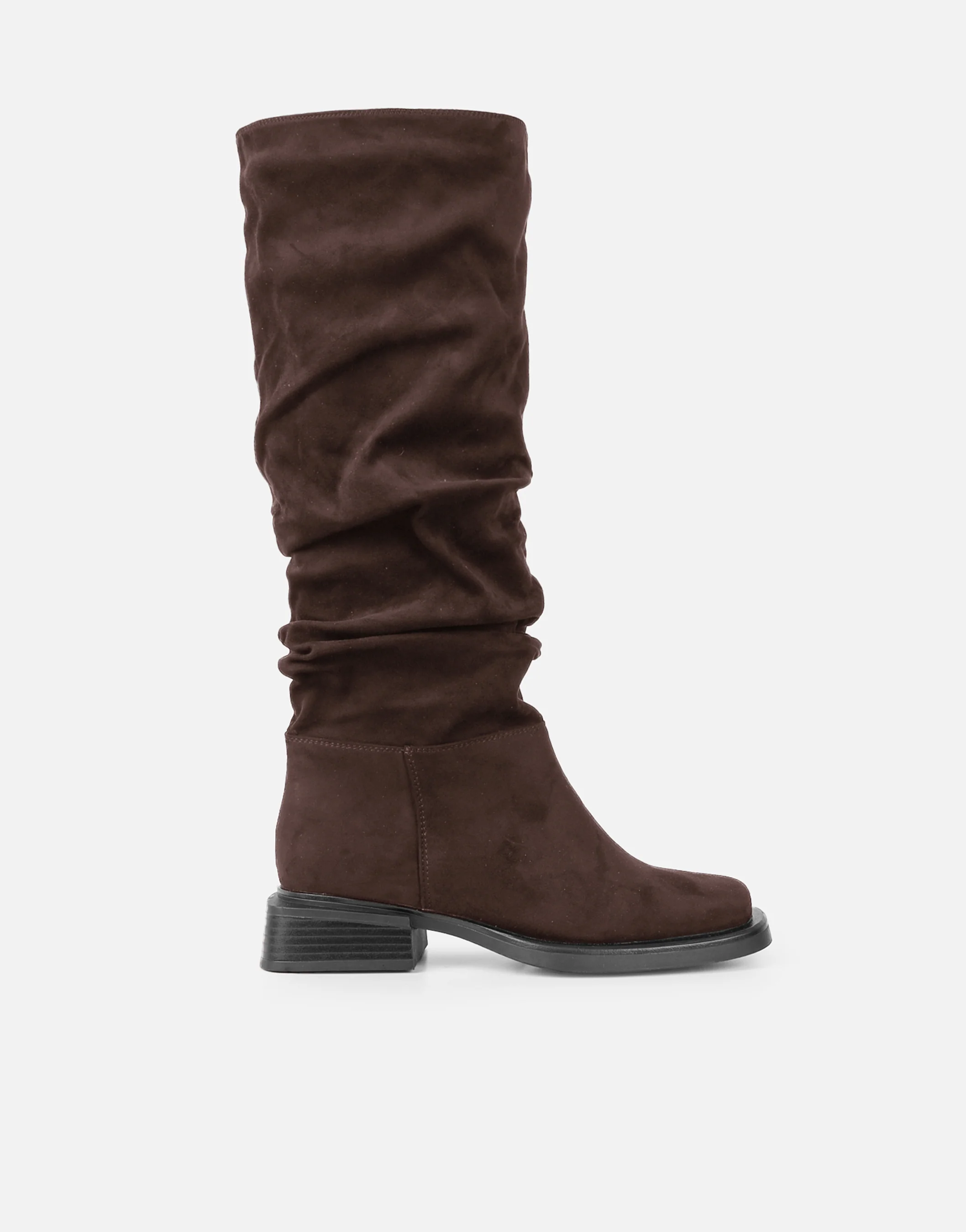 Amrose Brown Suede Ruched Heeled Boots - Image 2