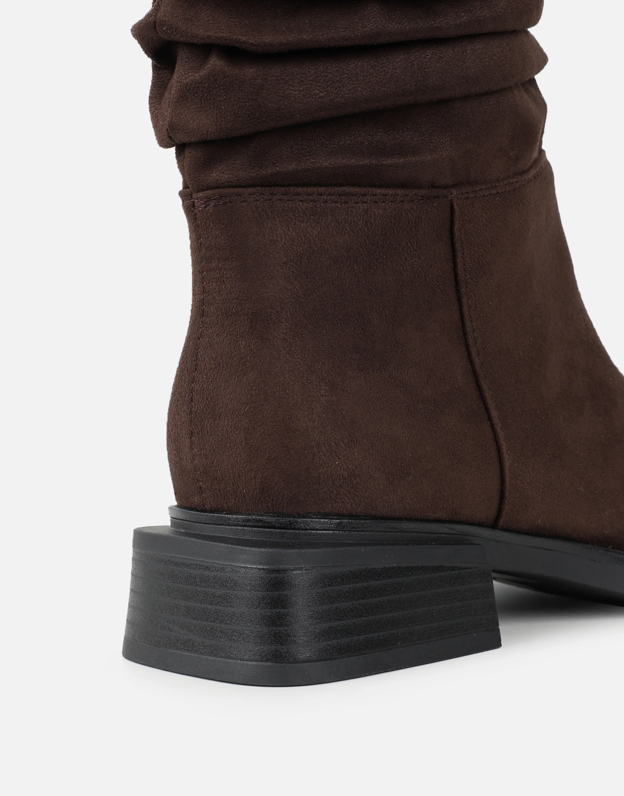 Amrose Brown Suede Ruched Heeled Boots - Image 3