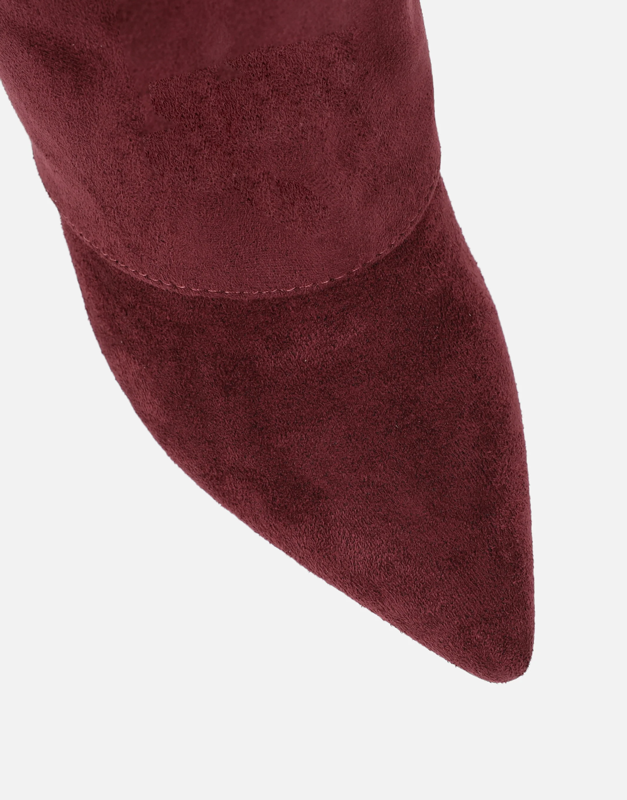 Anais Burgundy Microfibre Foldover Buckle Detail Heeled Boots - Image 4