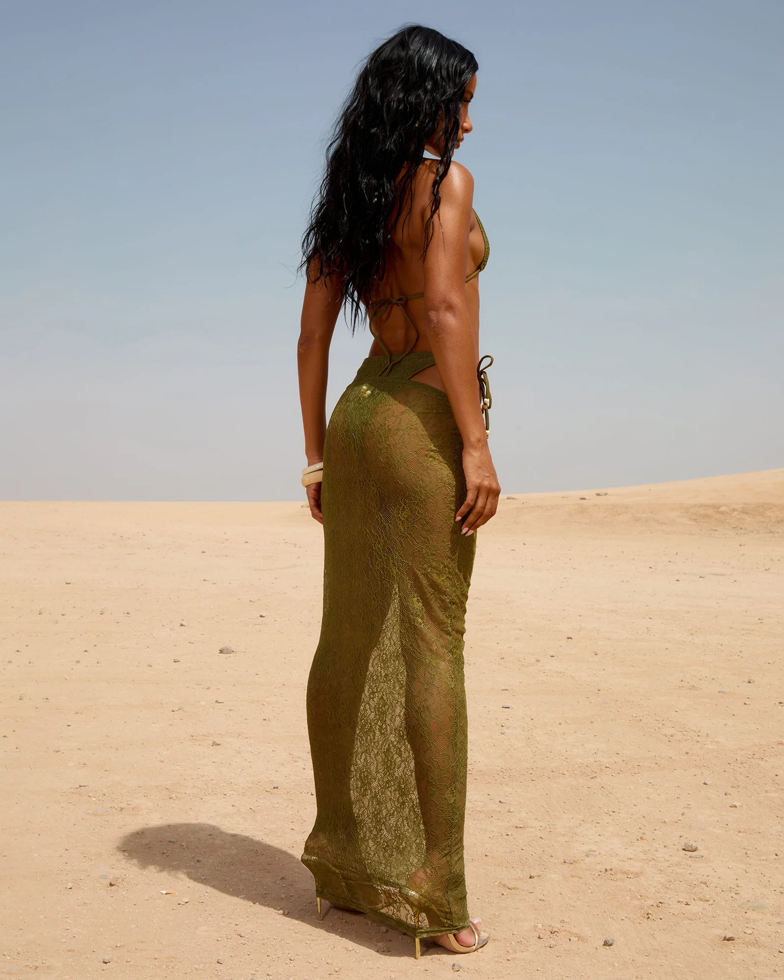 ANAYA KHAKI LACE MAXI SKIRT - Image 4