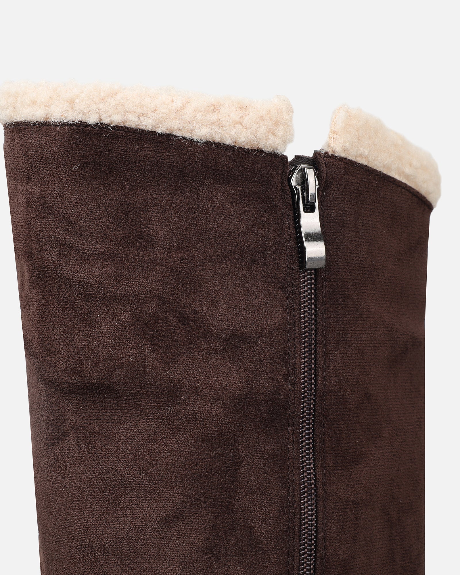 Anders Chocolate Suede Borg Trimmed Knee Boots - Image 3