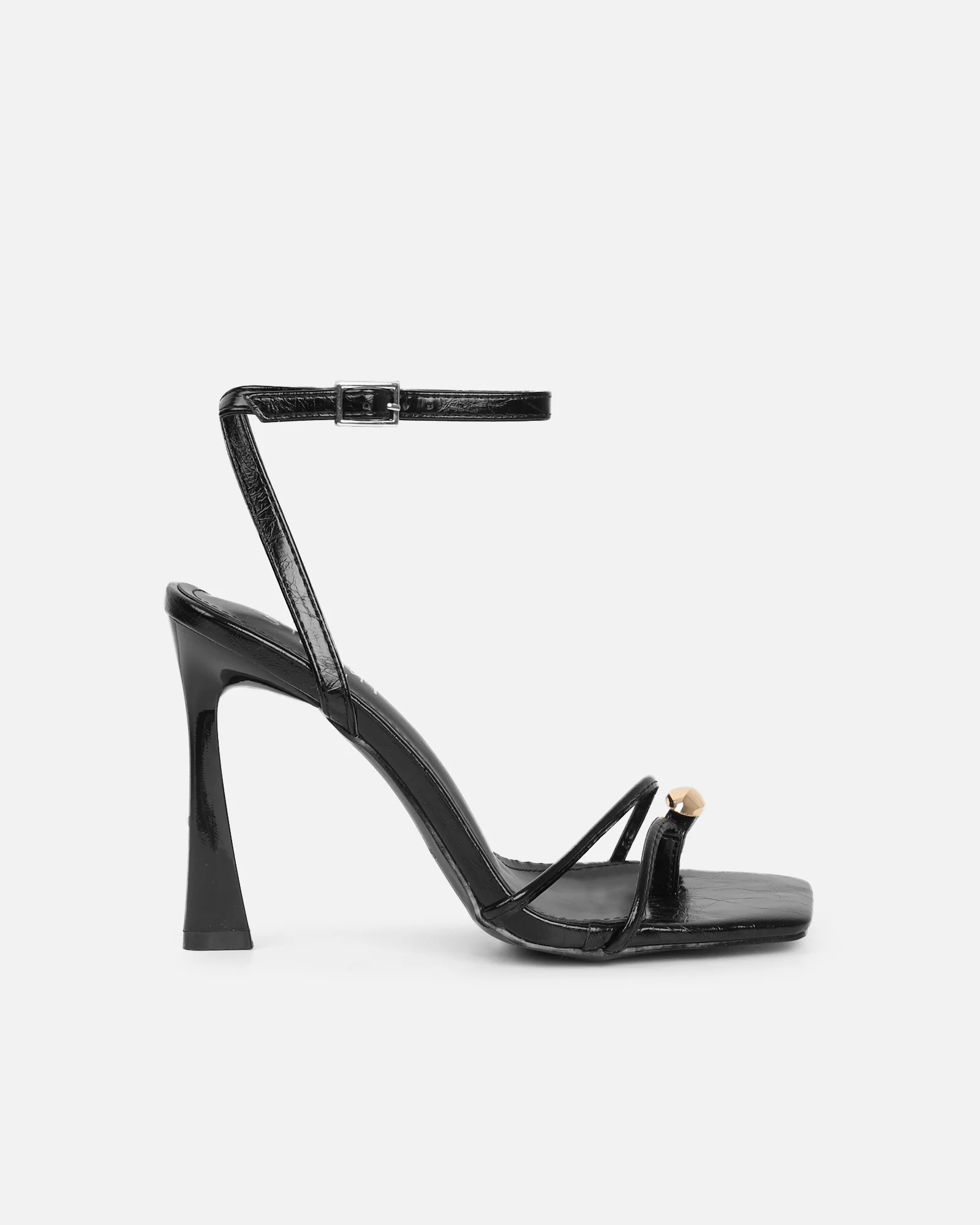 Anesca Black Shine Heeled Sandals - Image 2